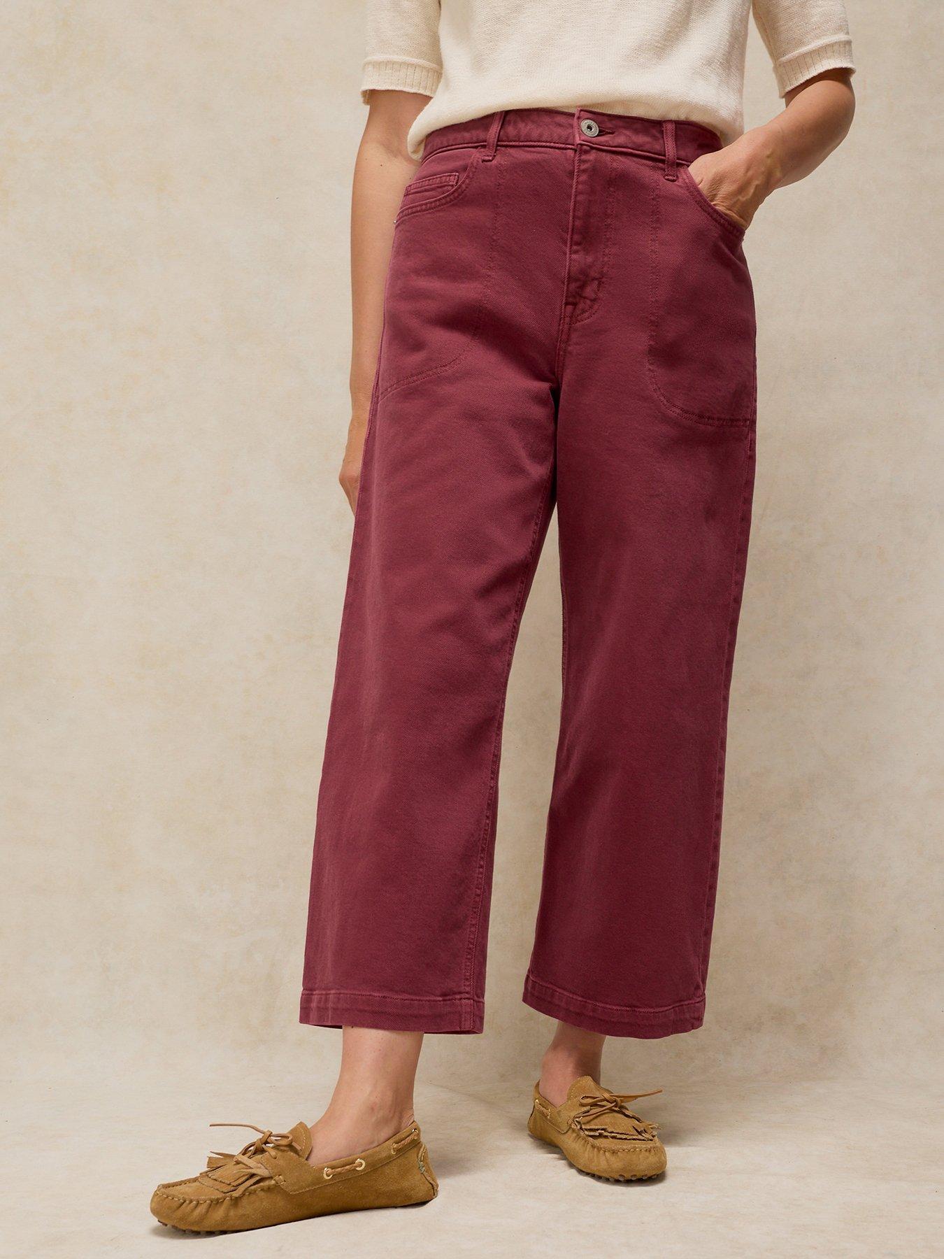 White Stuff Tia Wide Leg Crop Jeans - Red