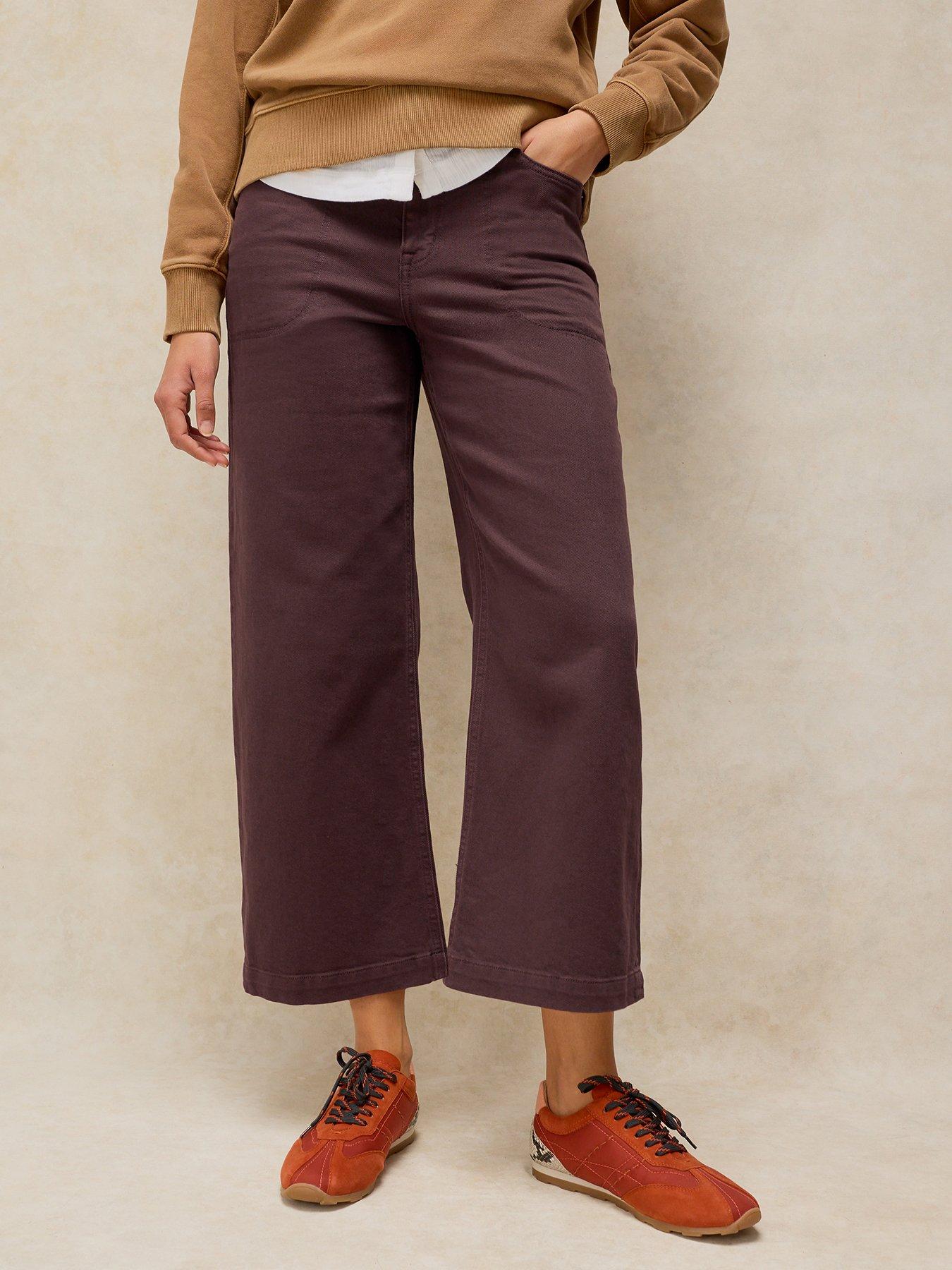 White Stuff Tia Wide Leg Crop Jeans - Brown
