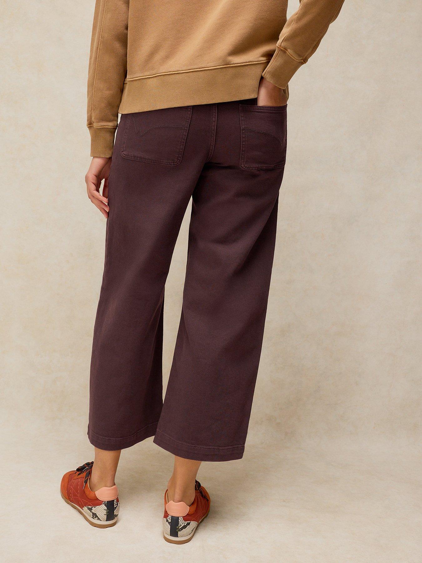 Image 2 of 6 of White Stuff Tia Wide Leg Crop Jeans - Brown