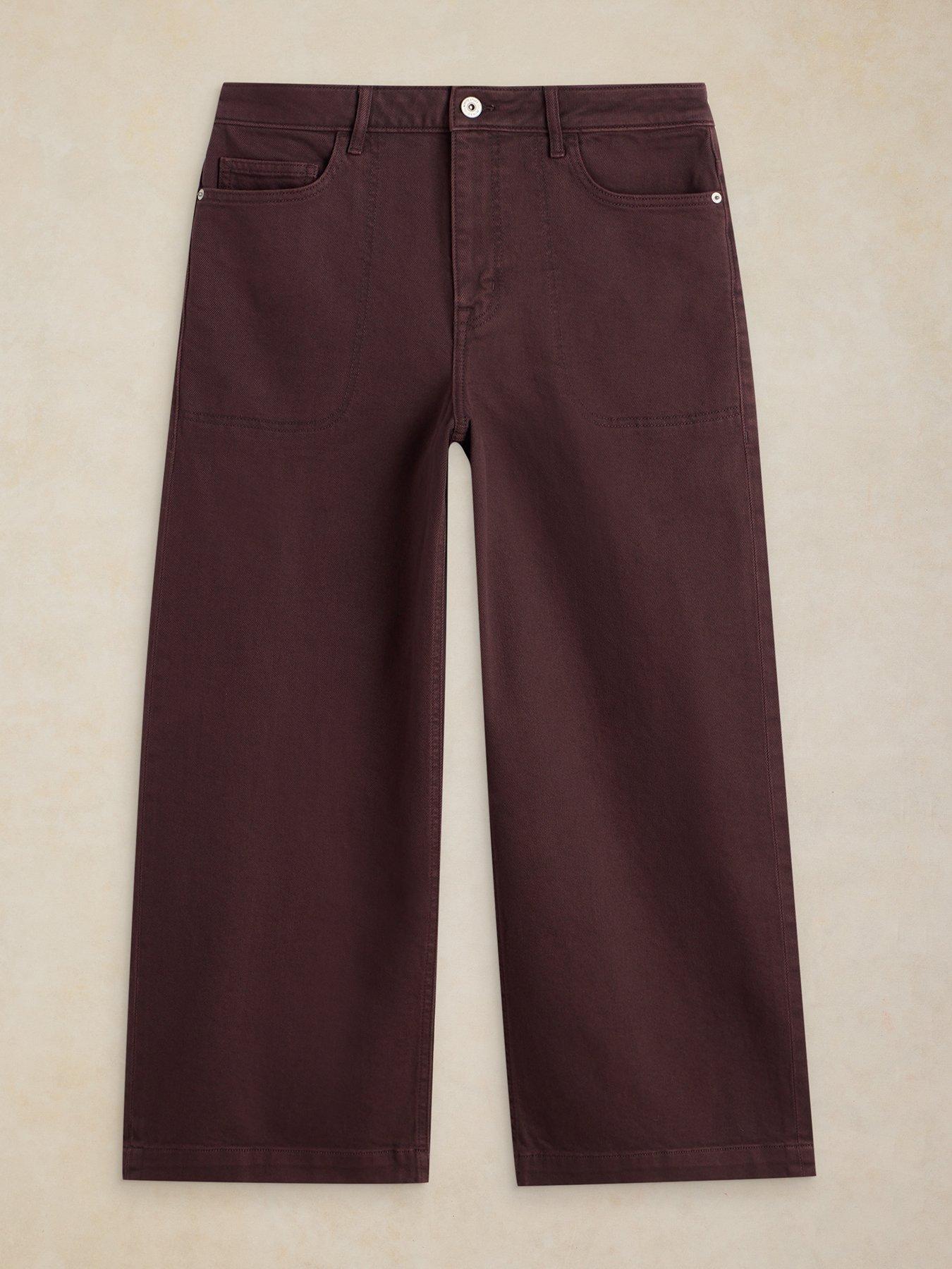 Image 5 of 6 of White Stuff Tia Wide Leg Crop Jeans - Brown