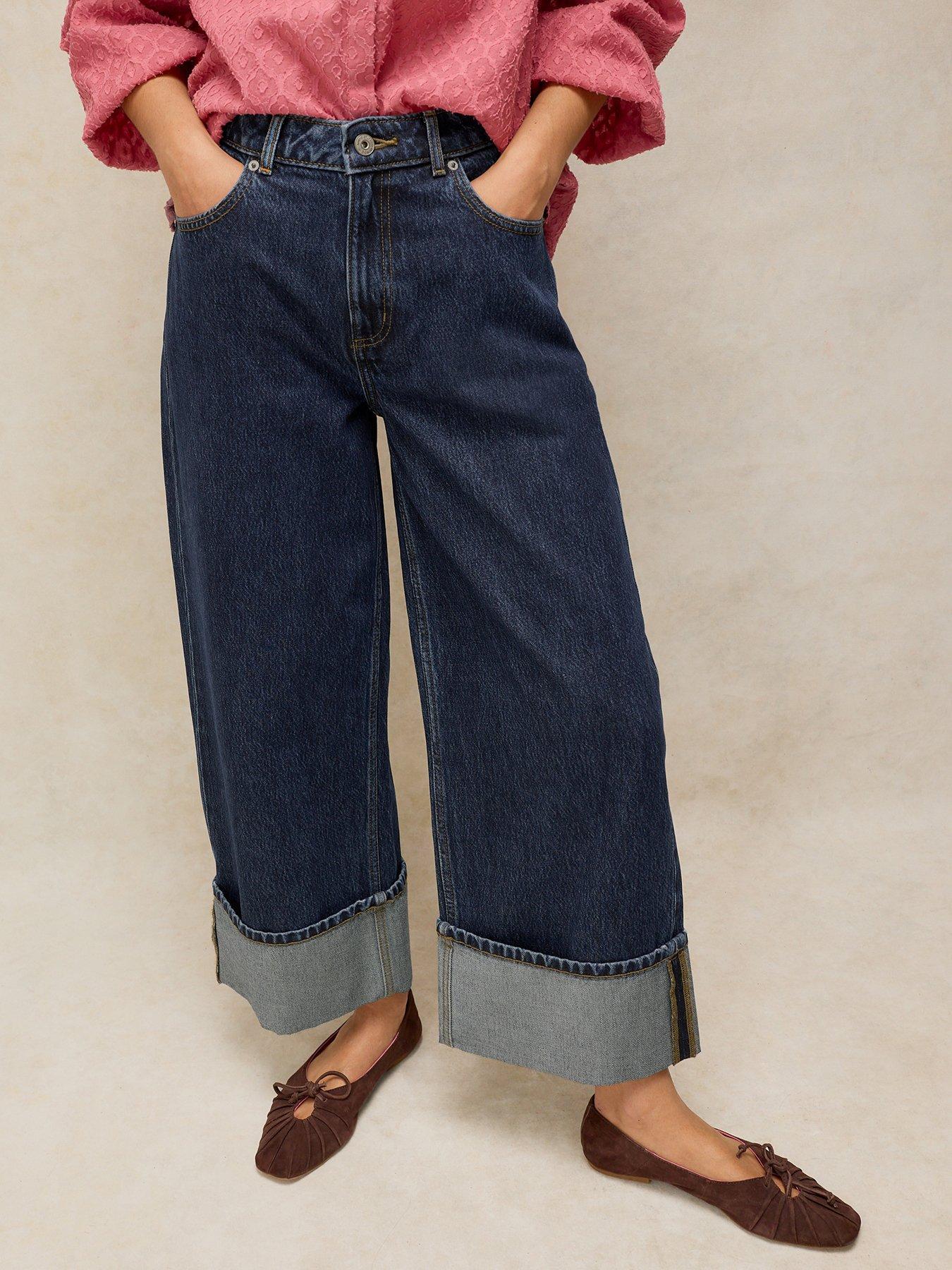 White Stuff Bailey Straight Turn Up Jeans - Blue