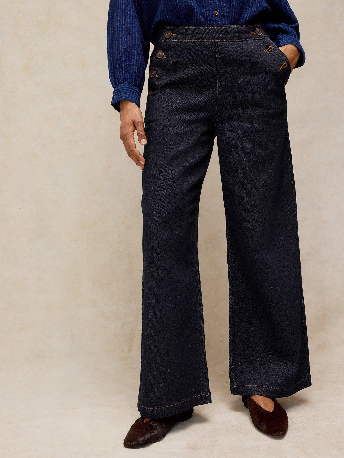 White Stuff Reese Button Detail Jeans - Blue