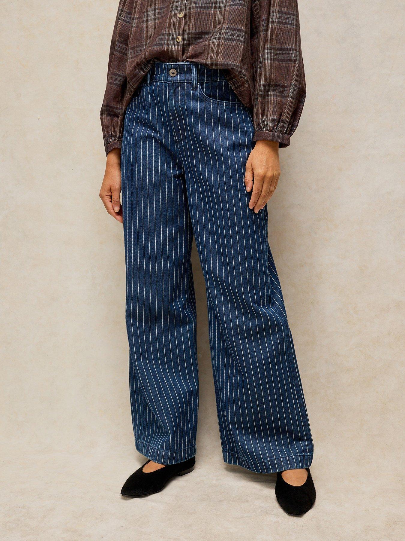 Image 1 of 5 of White Stuff Ayla Stripe Wide Leg Jean