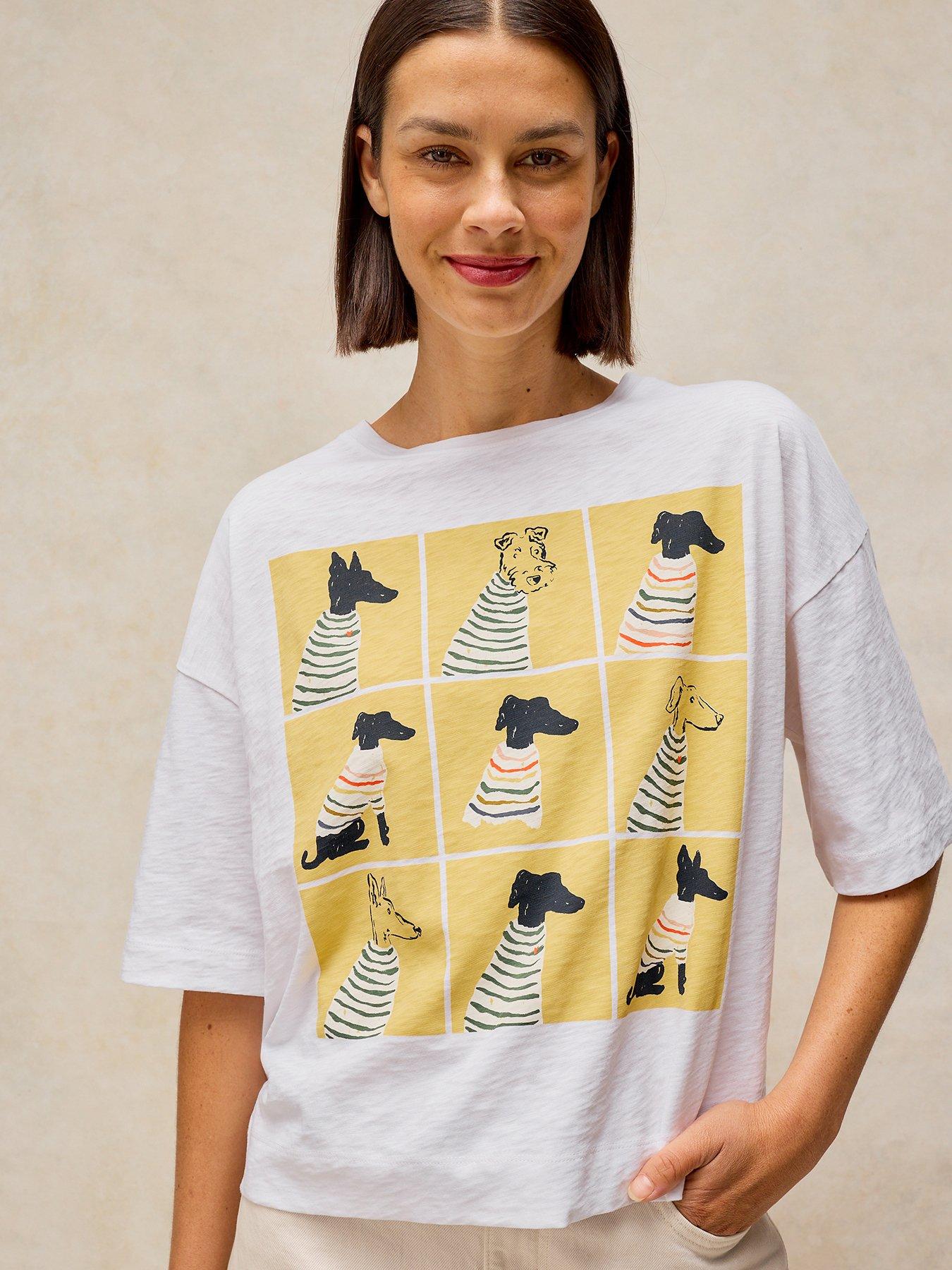 Image 1 of 5 of White Stuff Katya Graphic Crew Neck T-Shirt - White