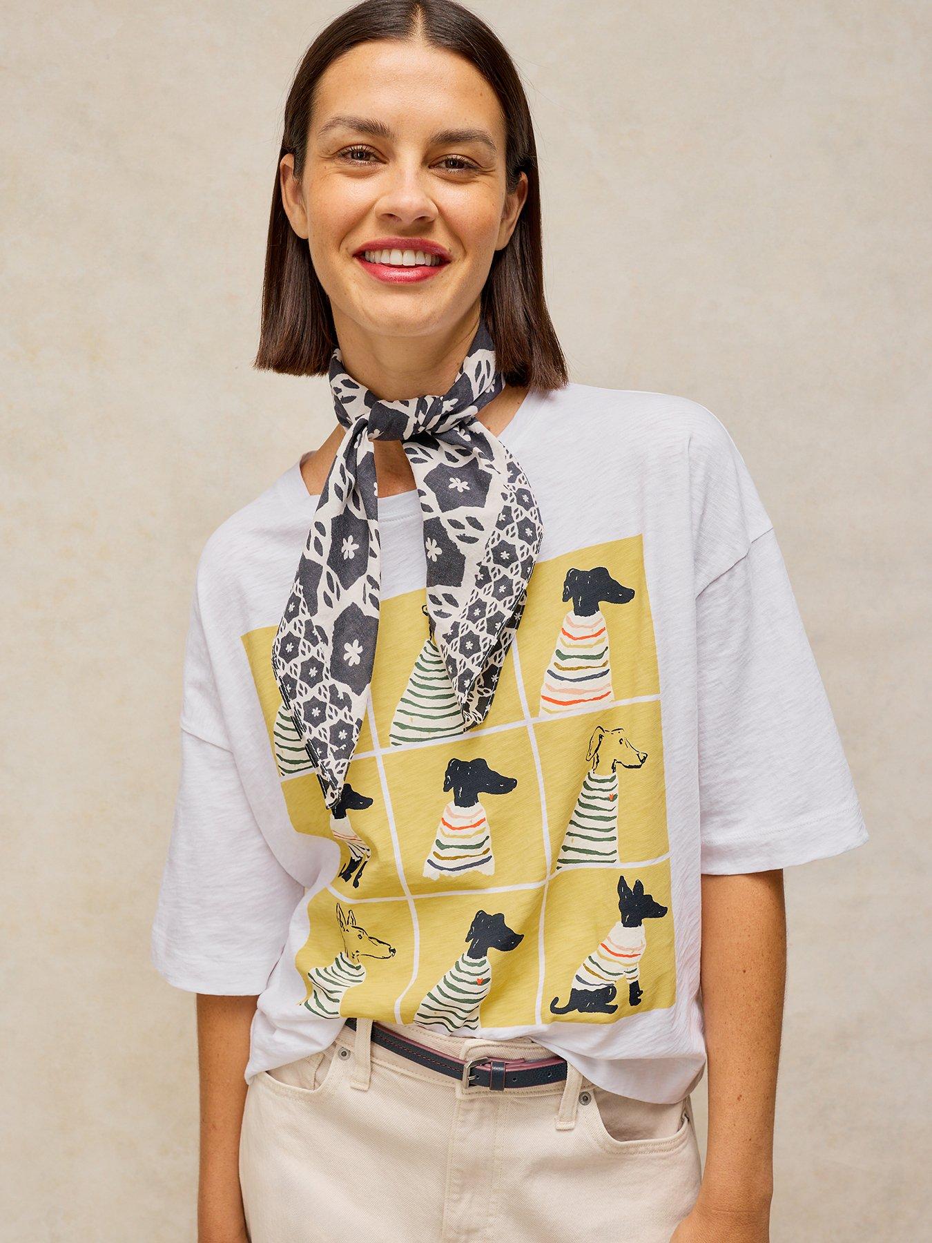 Image 4 of 5 of White Stuff Katya Graphic Crew Neck T-Shirt - White