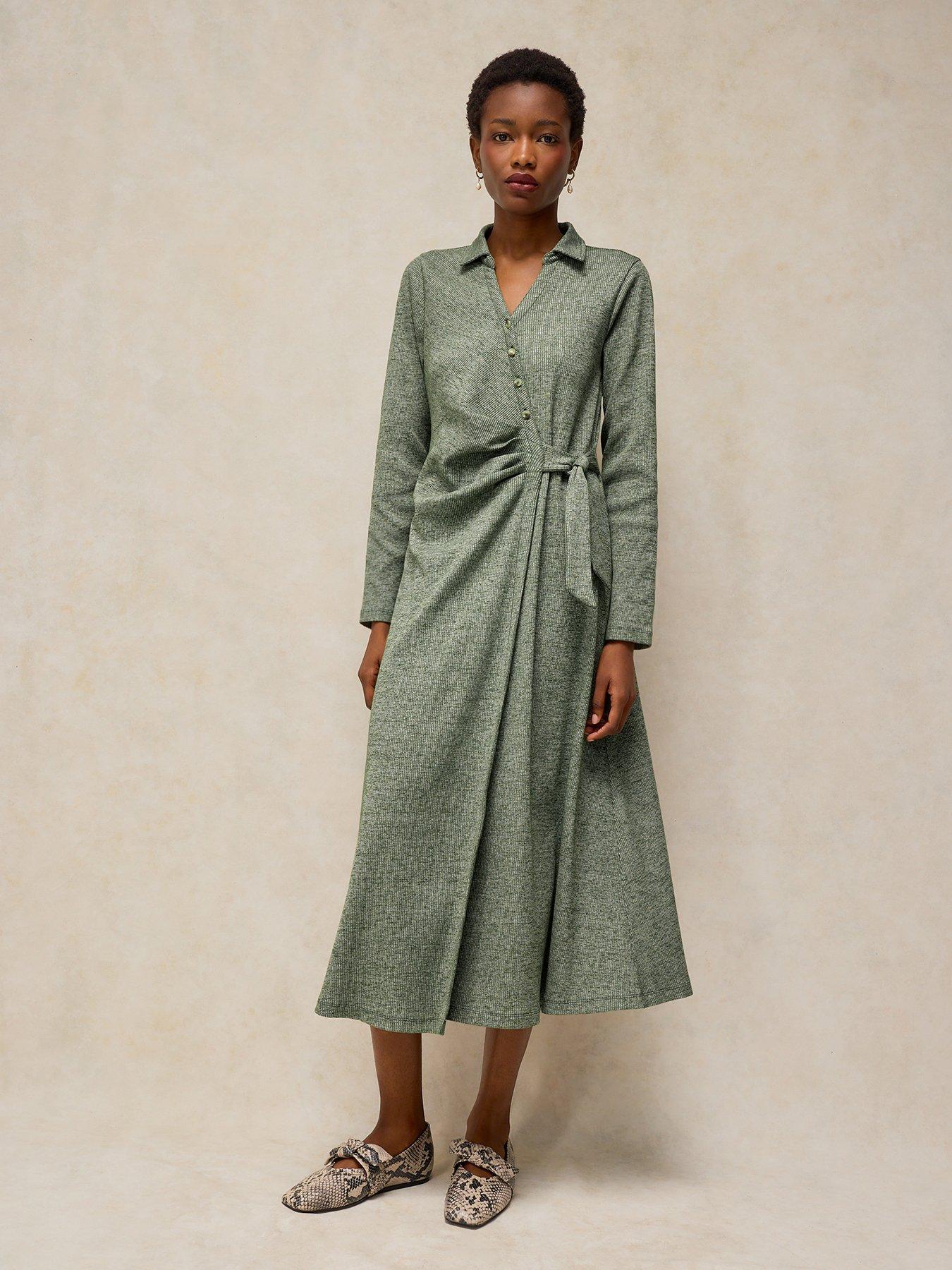 White Stuff Women's Yara Tie Side Shirt Dress - Green