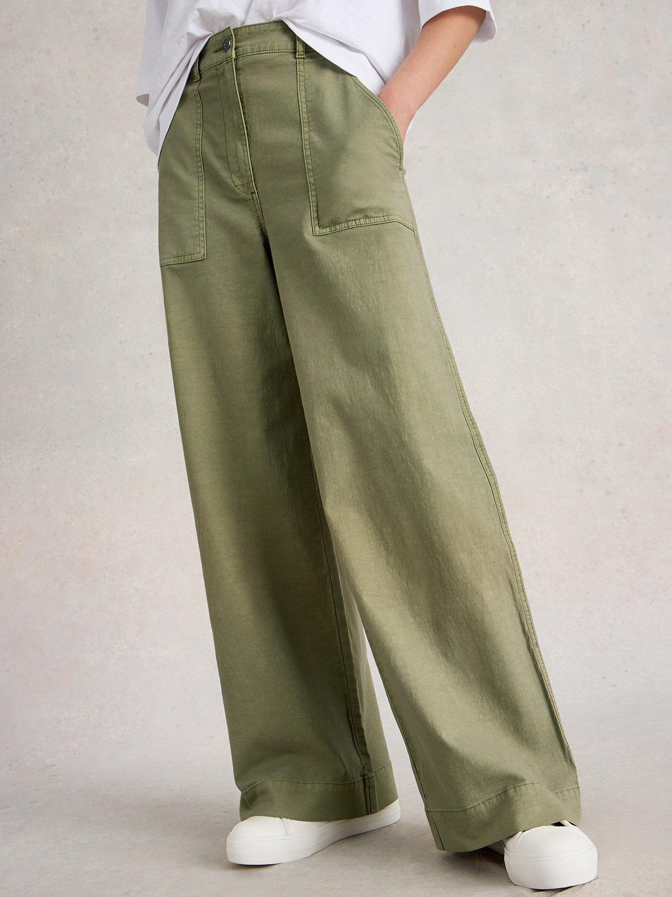 White Stuff Twister Chino Wide Leg Trousers - Green