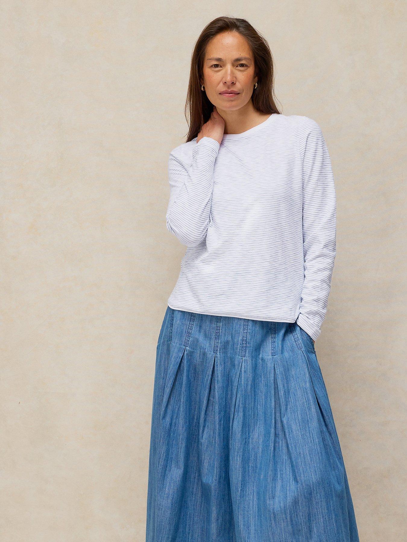 White Stuff Clara Long Sleeve Texture Tee - White