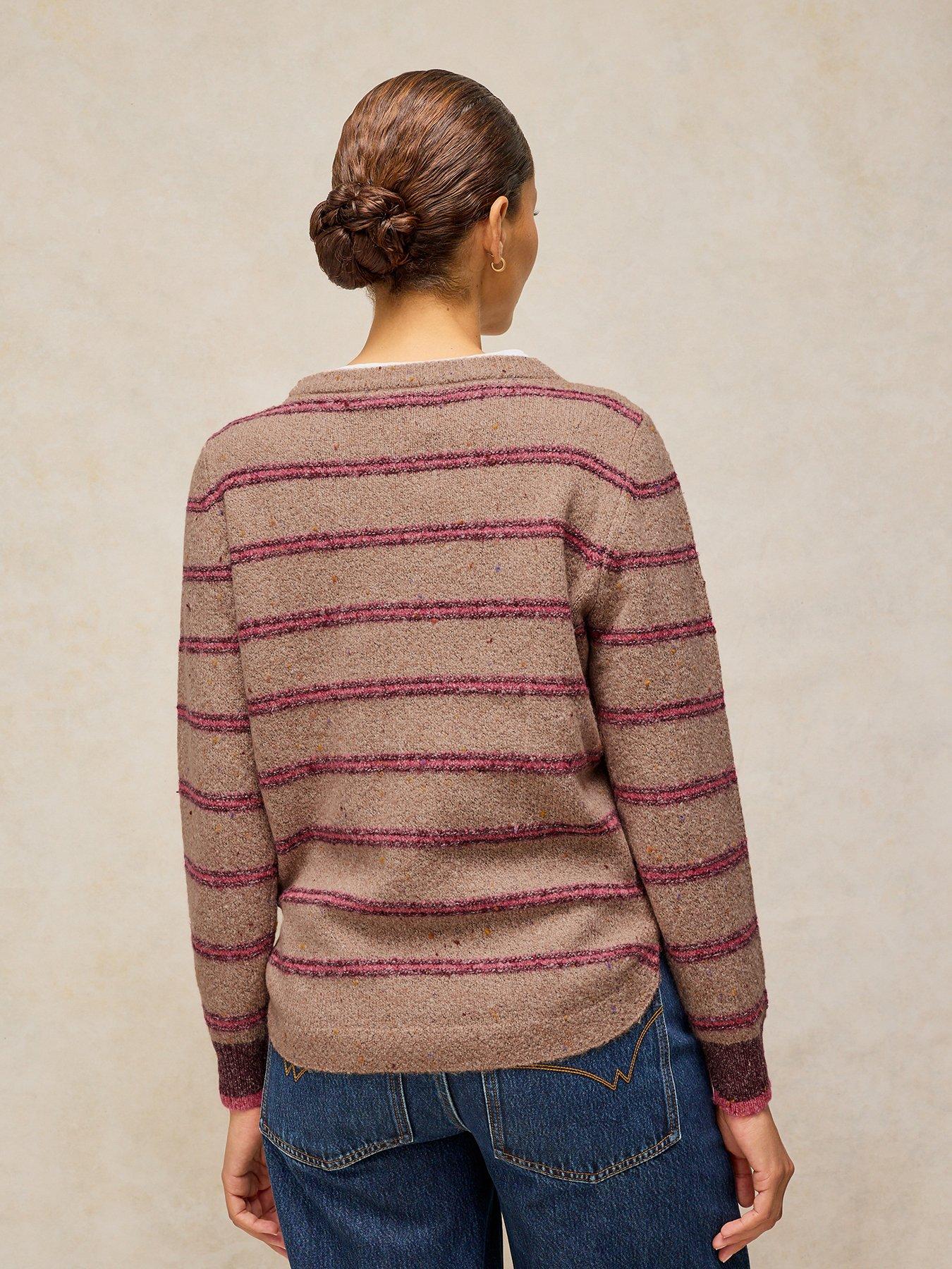 Image 2 of 5 of White Stuff Talia Nep Stripe Knit Jumper - Red