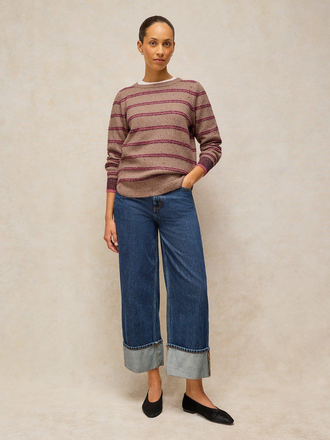 Image 3 of 5 of White Stuff Talia Nep Stripe Knit Jumper - Red