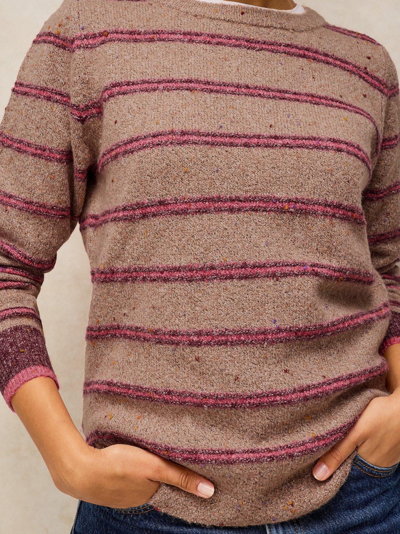 Image 4 of 5 of White Stuff Talia Nep Stripe Knit Jumper - Red