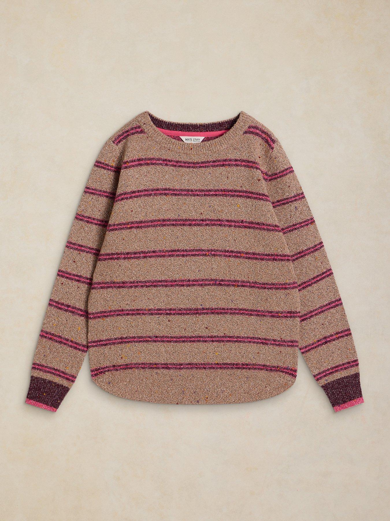 Image 5 of 5 of White Stuff Talia Nep Stripe Knit Jumper - Red