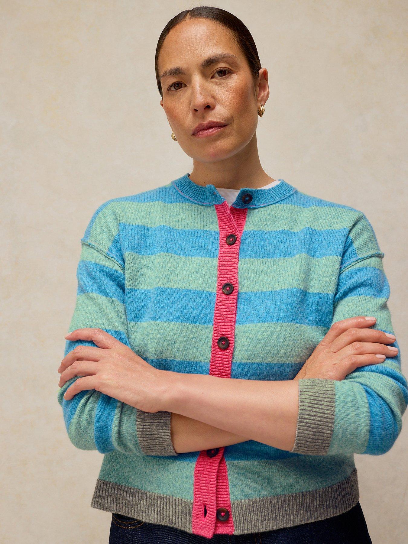 Image 1 of 6 of White Stuff Sansa Stripe Cardigan - Blue
