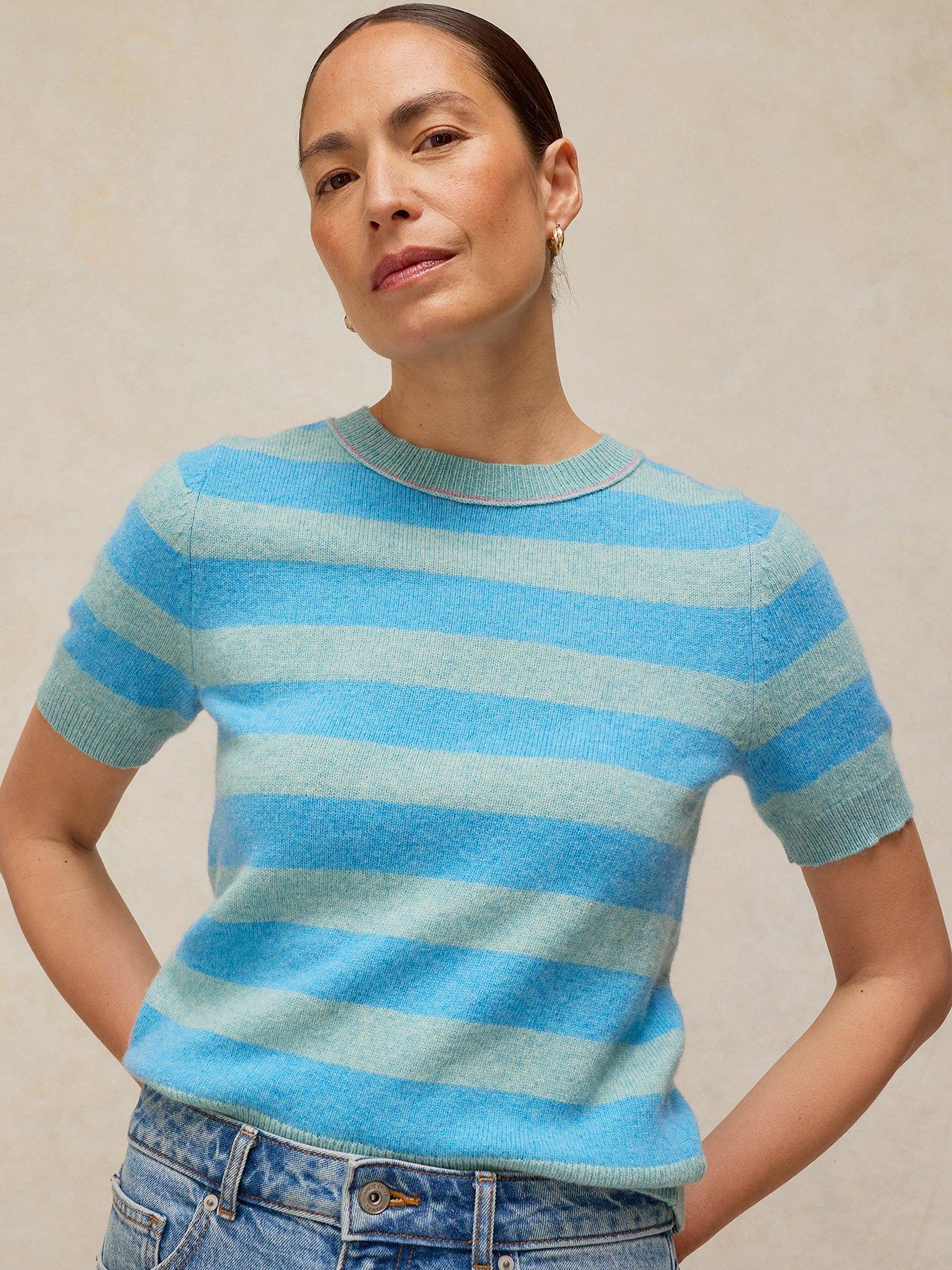 White Stuff Sansa Stripe Knitted Tee - Blue