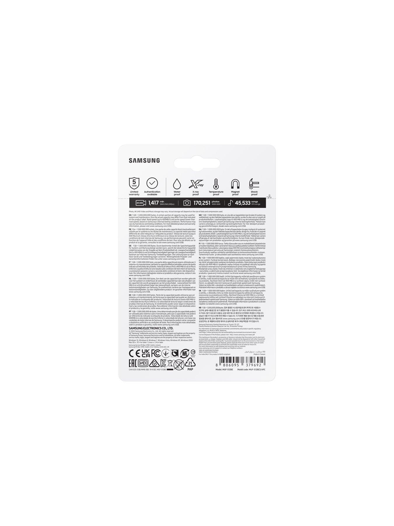 Image 7 of 7 of Samsung Bar Plus 512GB USB Drive Champagne Silver