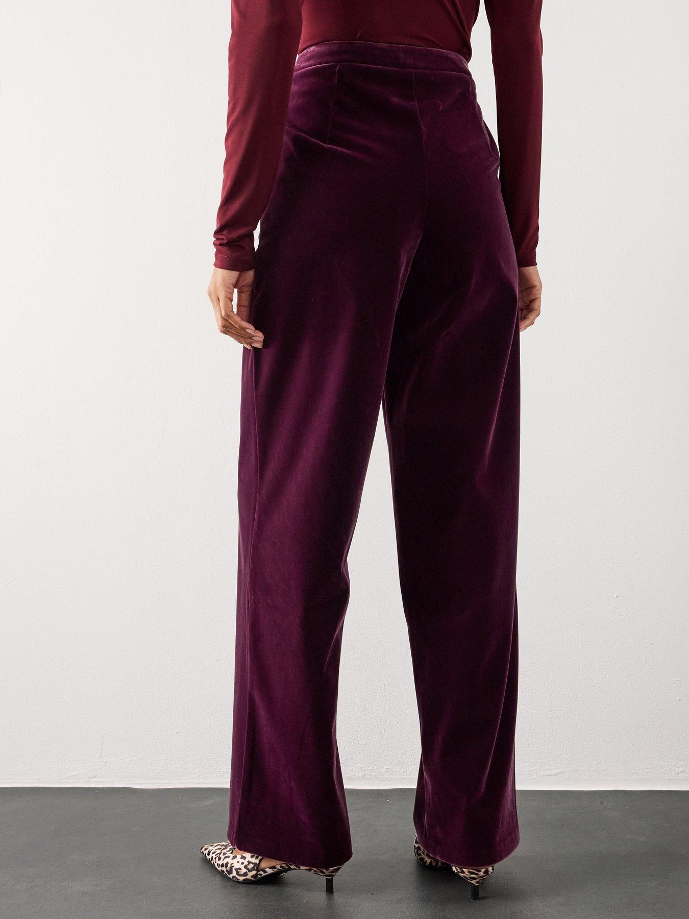 Image 2 of 6 of The Very Collection Velvet Kickflare Trouser Co Ord - Purple