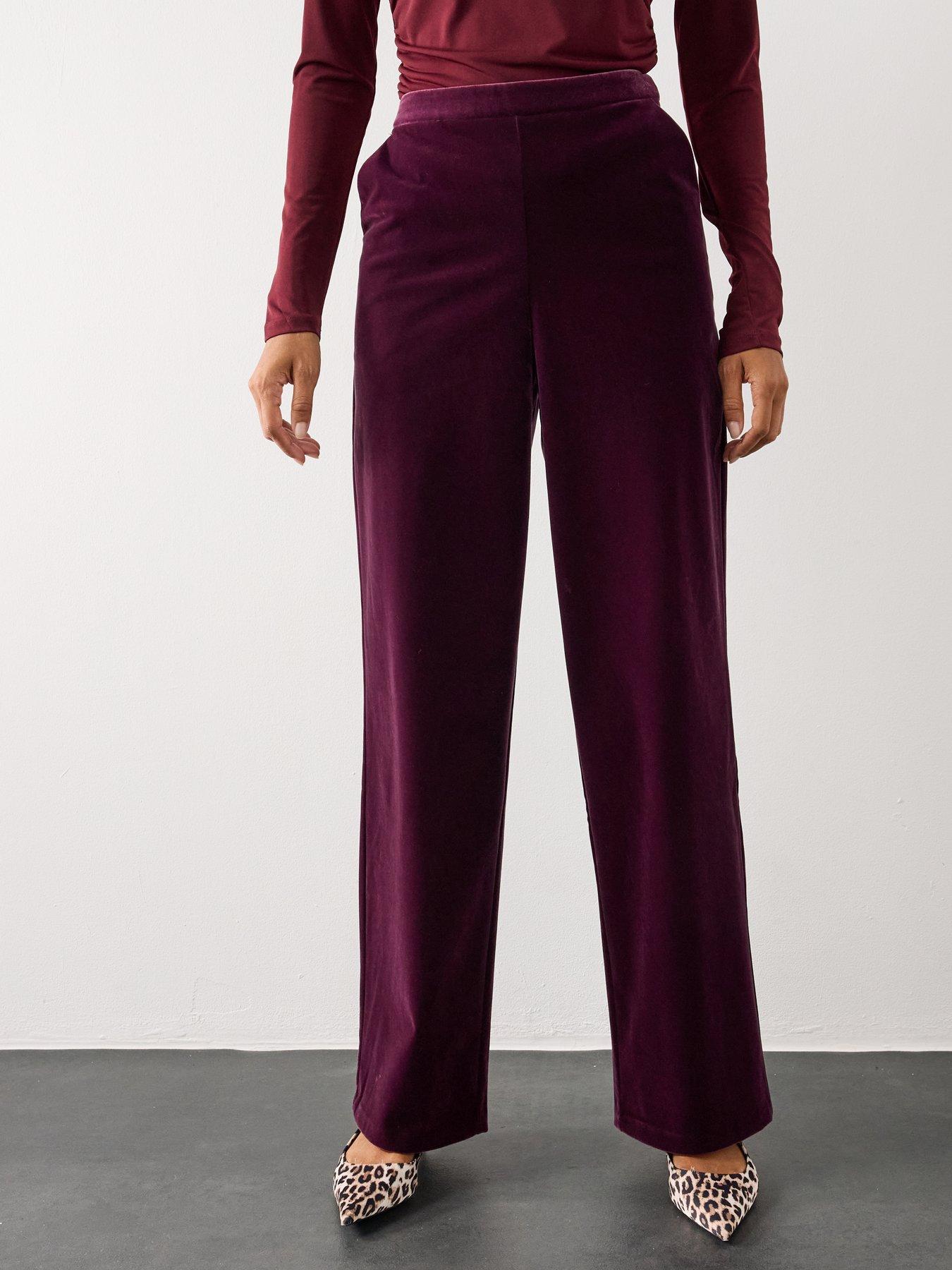 Image 5 of 6 of The Very Collection Velvet Kickflare Trouser Co Ord - Purple