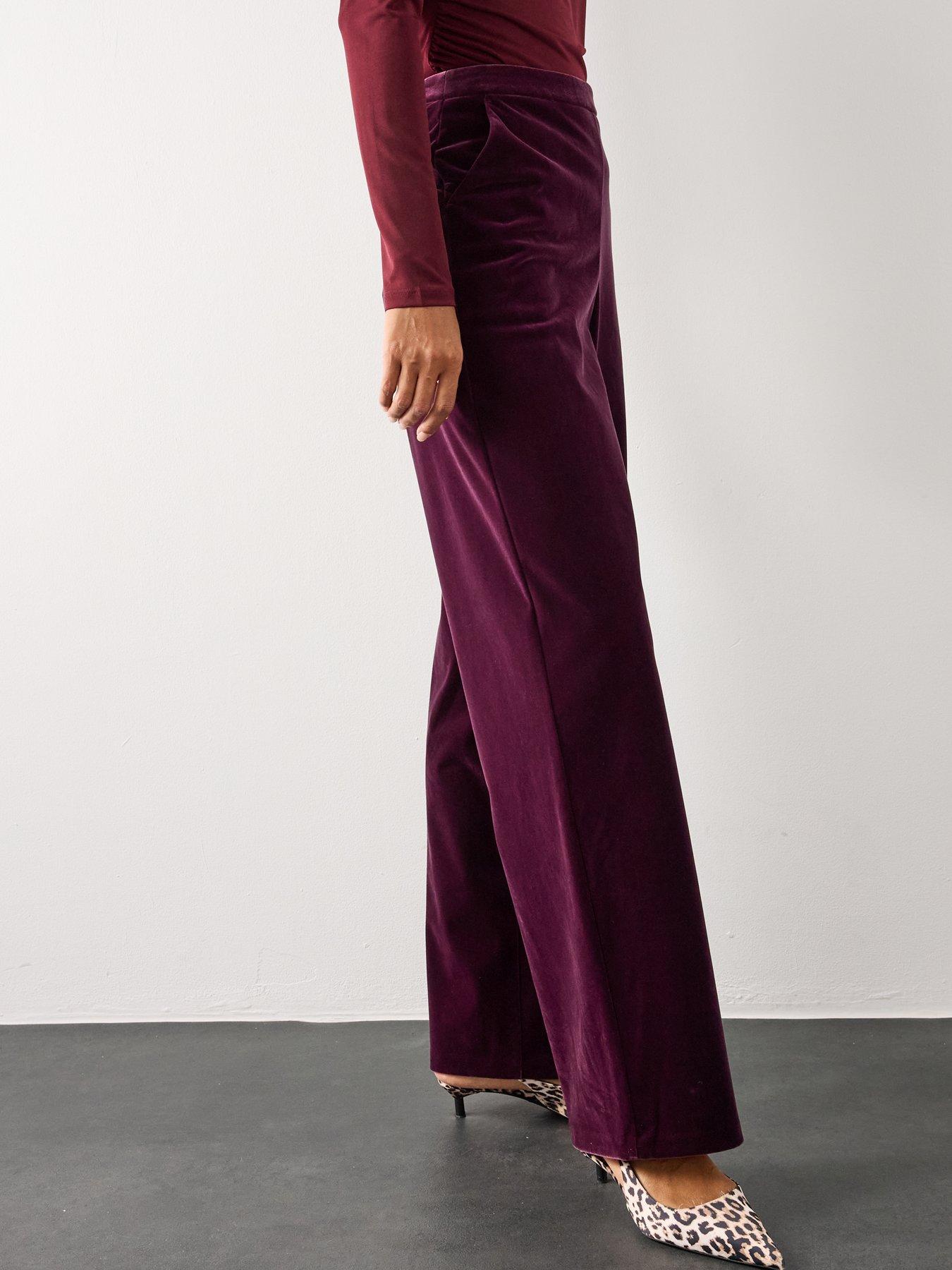 Image 6 of 6 of The Very Collection Velvet Kickflare Trouser Co Ord - Purple