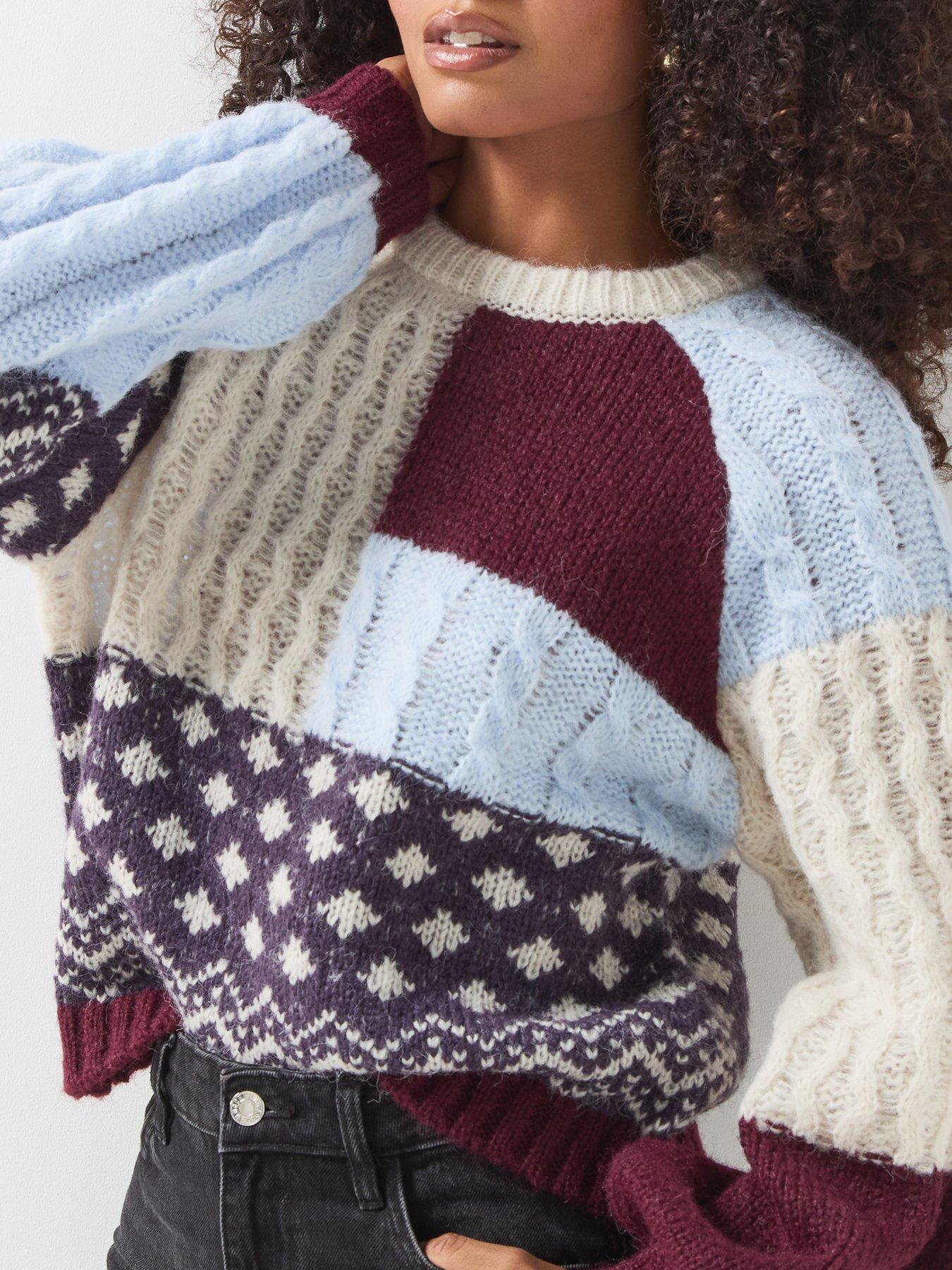 Image 4 of 6 of Vero Moda Womens Vmkristin Patchwork Pull Over Jumper - Multi