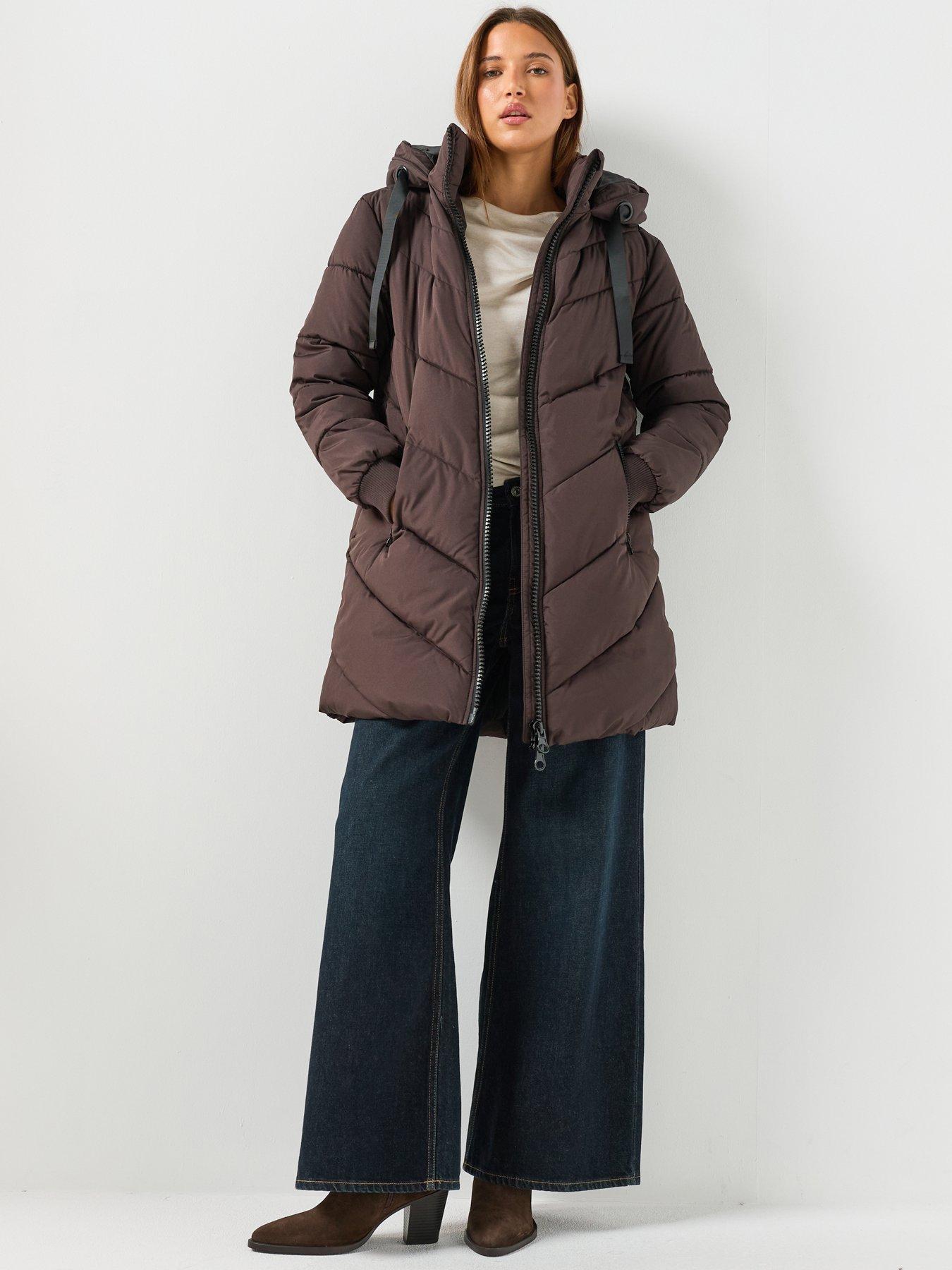 Image 3 of 6 of JDY Womens Skylar Hooded Zip Through Jacket - Brown