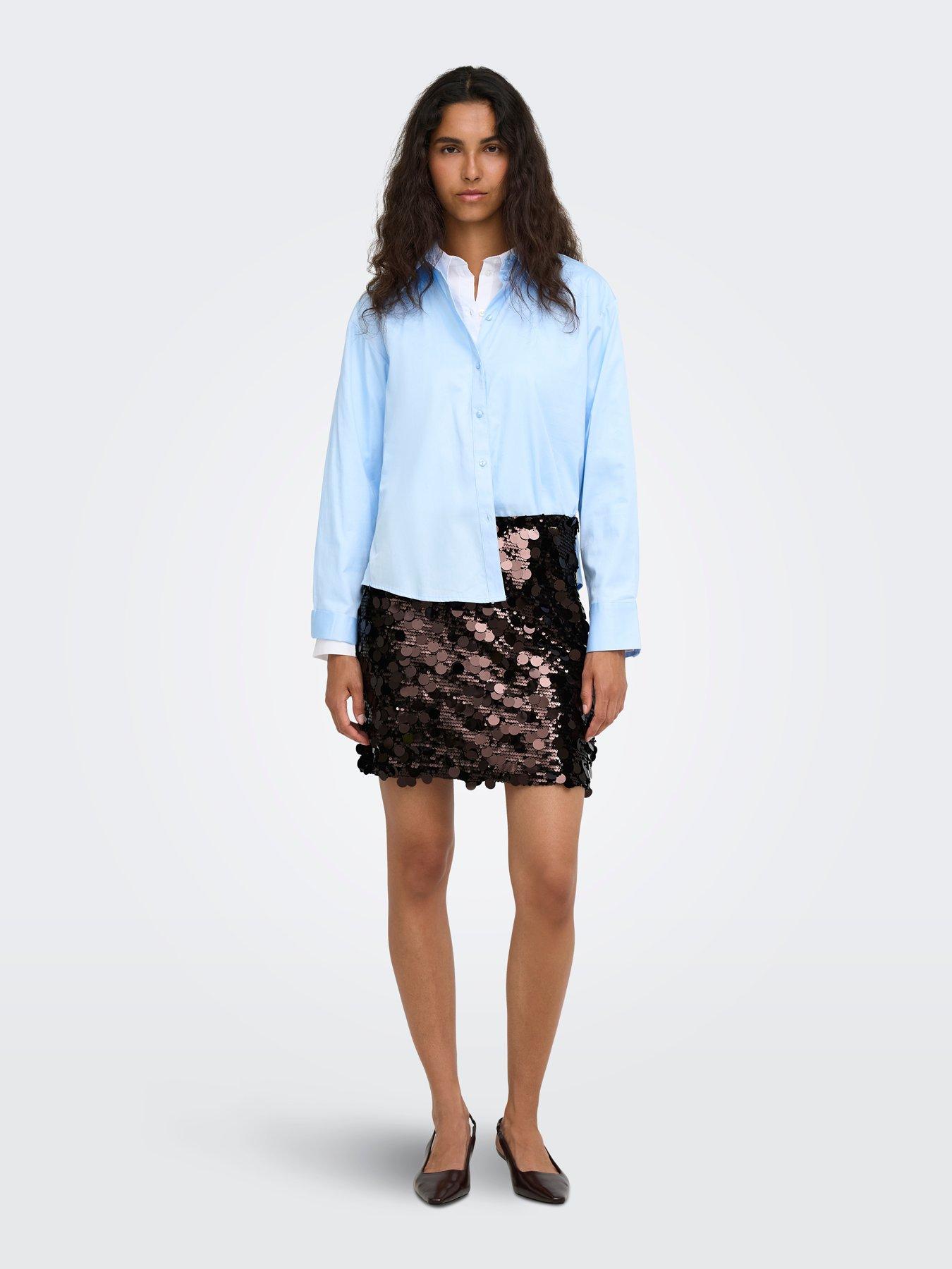 Image 3 of 6 of Only Womens Jadel Sequin Mini Skirt - Brown