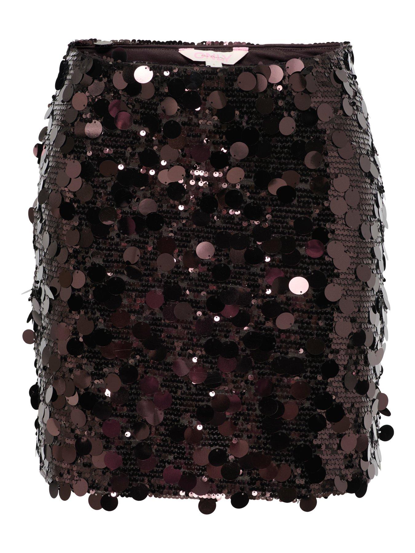 Image 5 of 6 of Only Womens Jadel Sequin Mini Skirt - Brown
