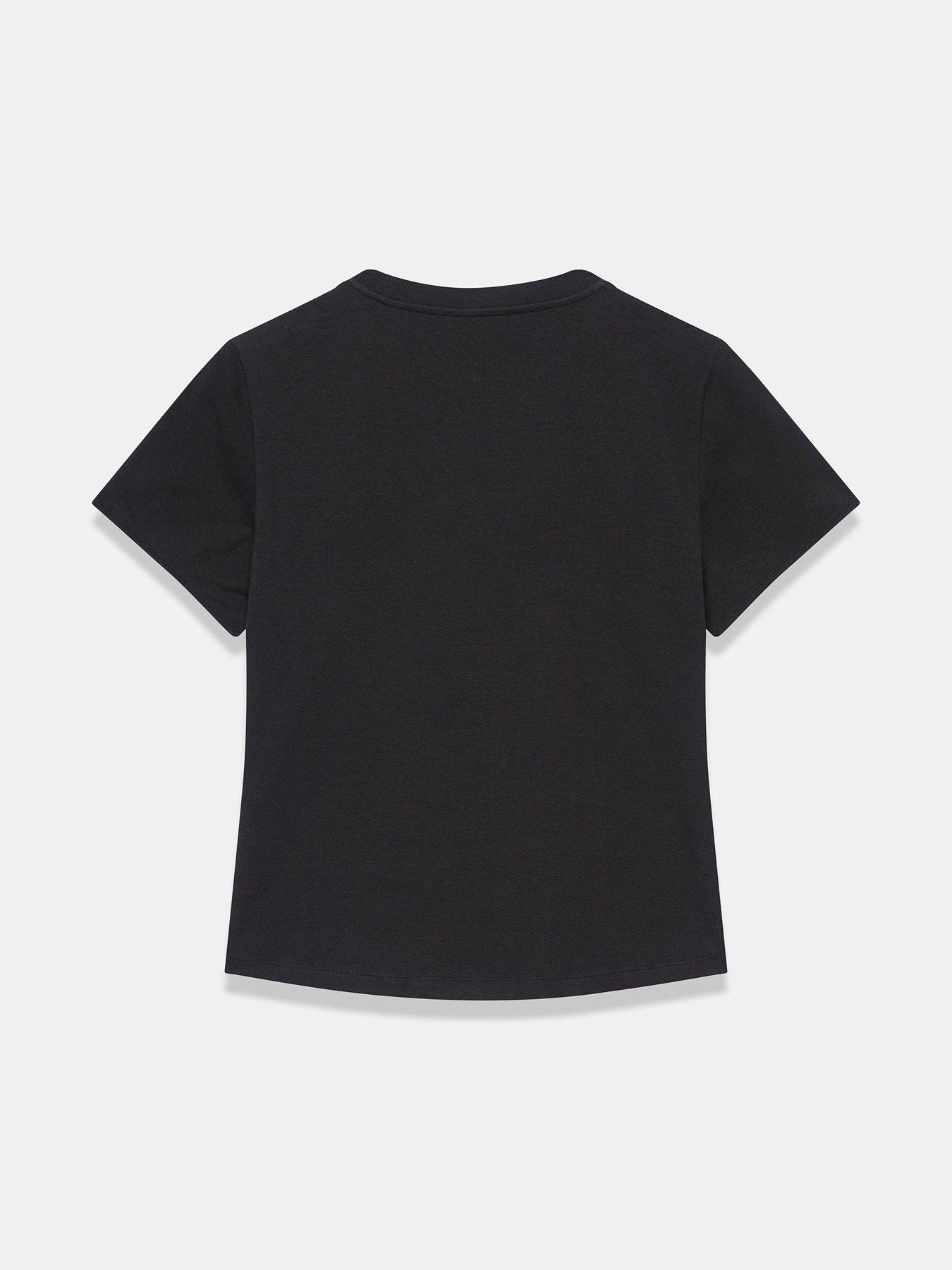 Image 6 of 6 of Mint Velvet Lace Trim T-Shirt - Black