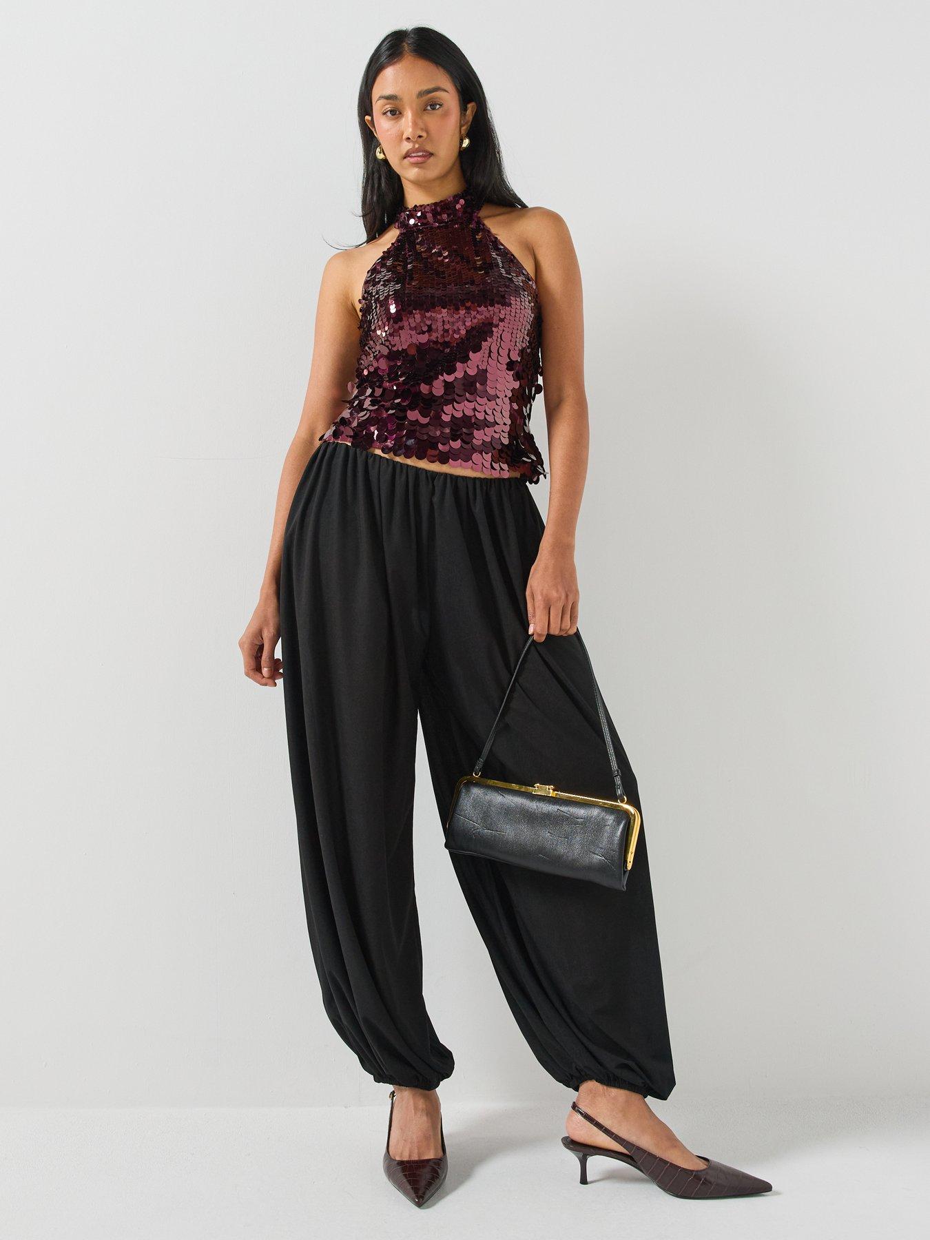 Image 3 of 6 of PIECES Malou Sequin Halterneck Top