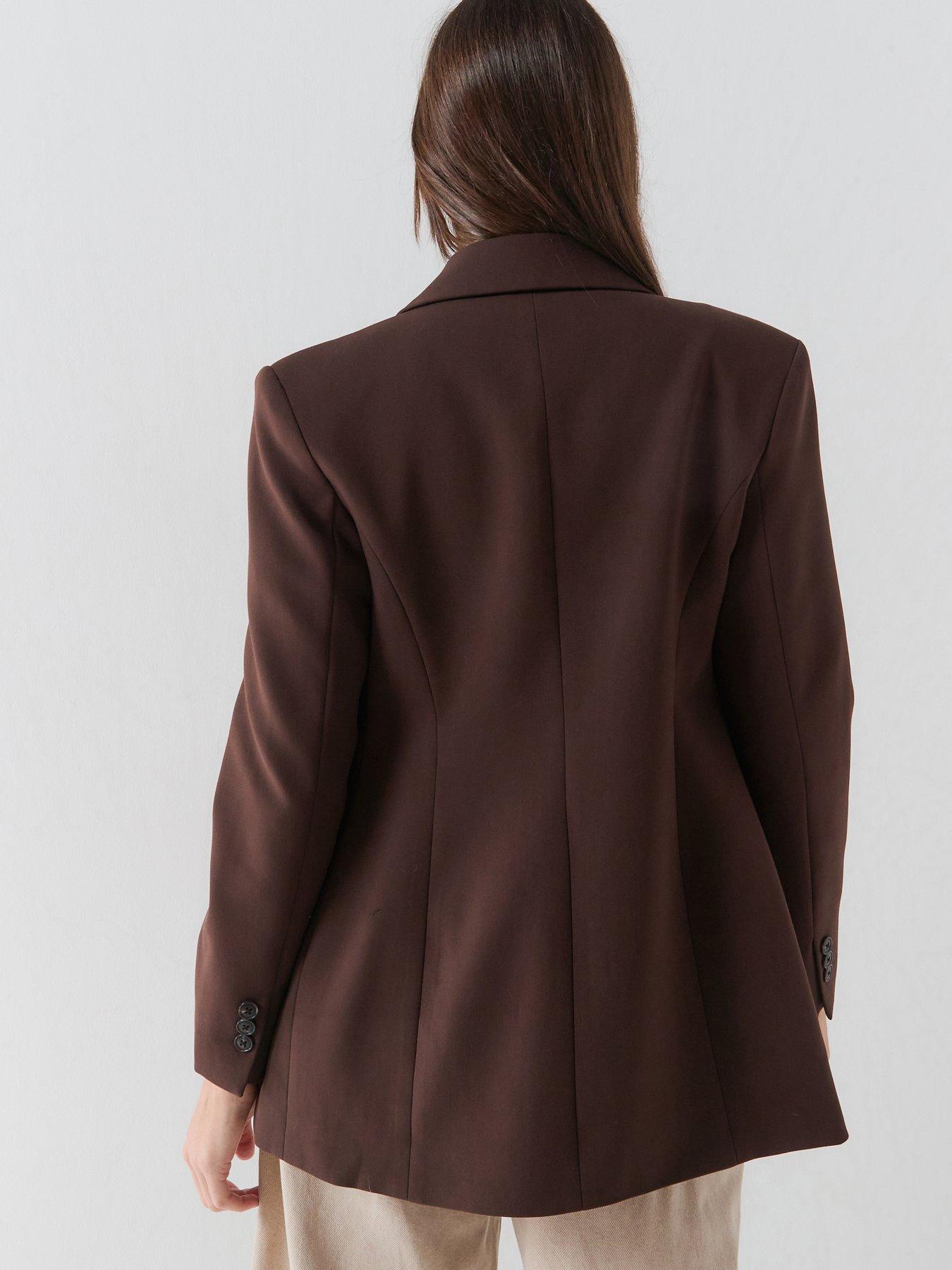 Image 2 of 5 of Vero Moda Womens Double-breasted Tailored Blazer - Brown