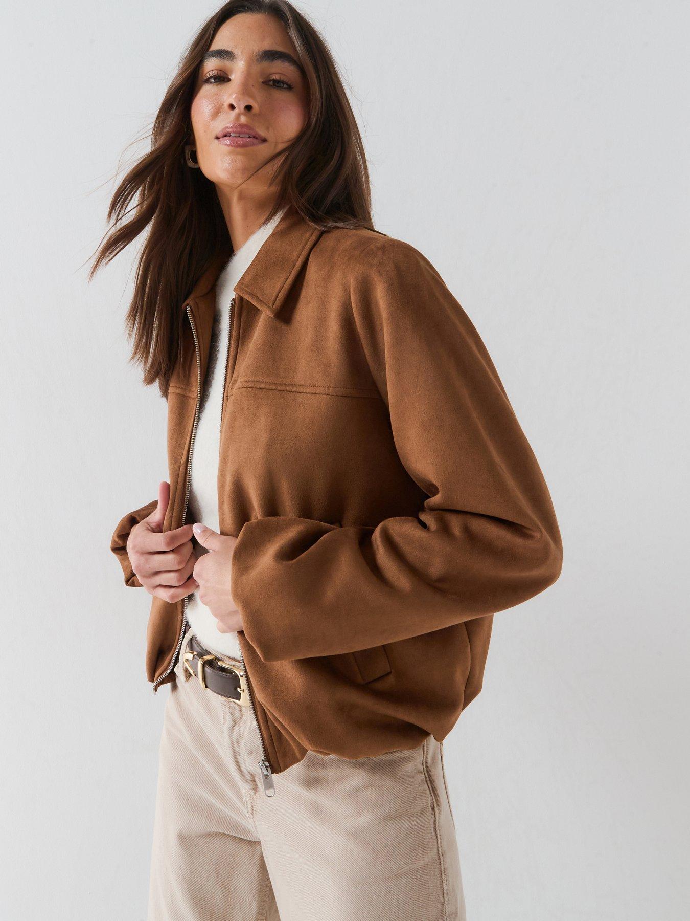 Image 1 of 6 of Vero Moda Womens Regular Fit Zip-Through Lightly Lined Short Jacket - Brown