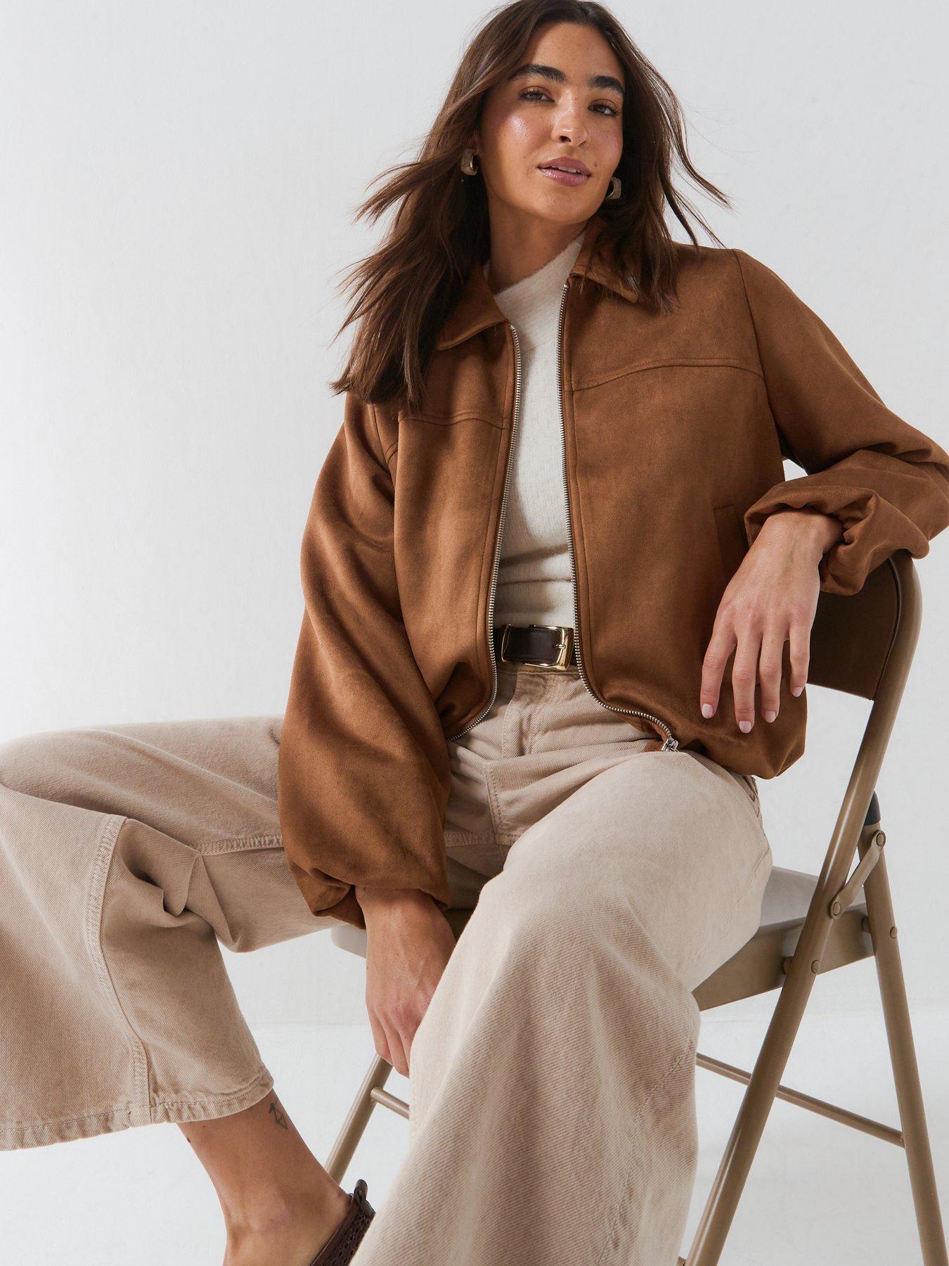Image 4 of 6 of Vero Moda Womens Regular Fit Zip-Through Lightly Lined Short Jacket - Brown