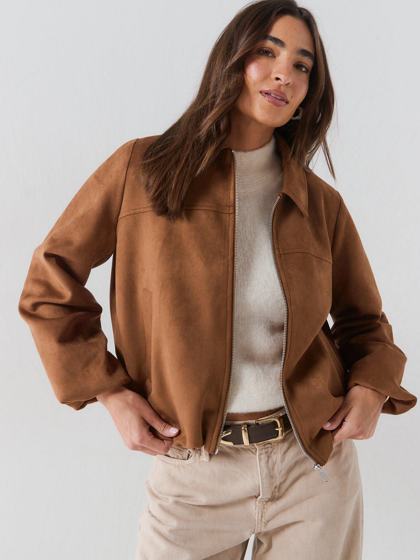 Image 5 of 6 of Vero Moda Womens Regular Fit Zip-Through Lightly Lined Short Jacket - Brown