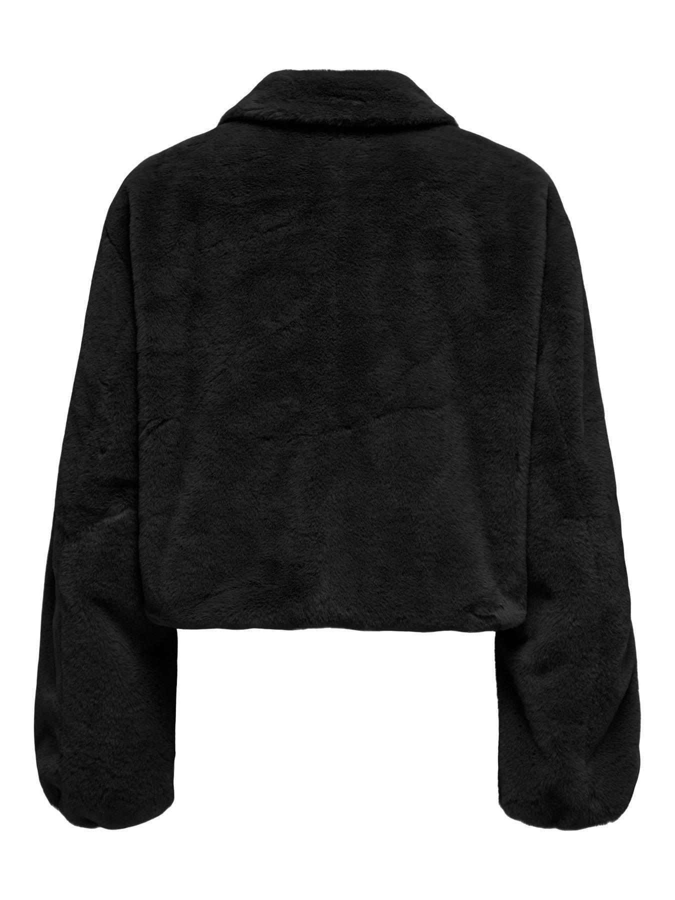 Image 7 of 7 of Only Womens Dana Faux Fur Zip Through Jacket - Black