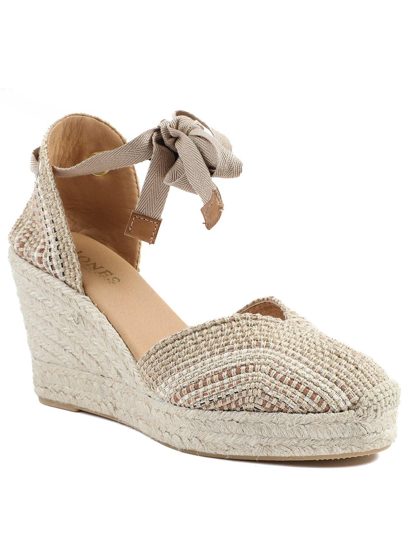Image 2 of 5 of Jones Bootmaker Alyssa Closed Toe Wrap Around Wedge - Beige Multi