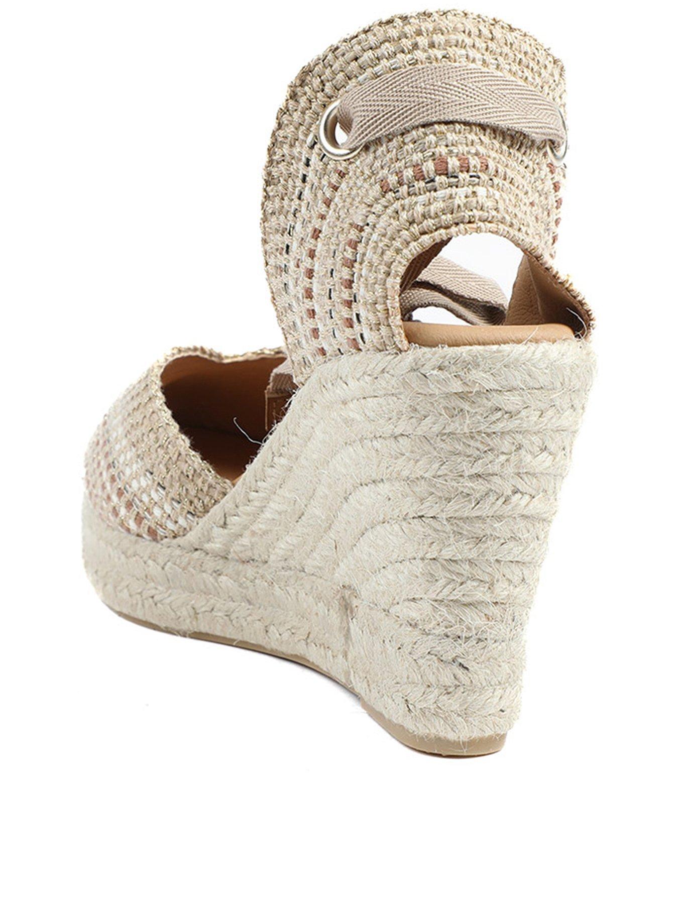 Image 3 of 5 of Jones Bootmaker Alyssa Closed Toe Wrap Around Wedge - Beige Multi