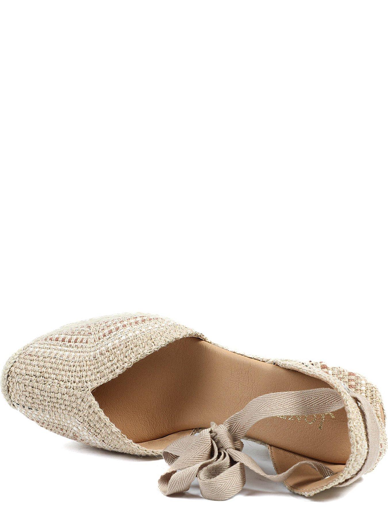 Image 4 of 5 of Jones Bootmaker Alyssa Closed Toe Wrap Around Wedge - Beige Multi