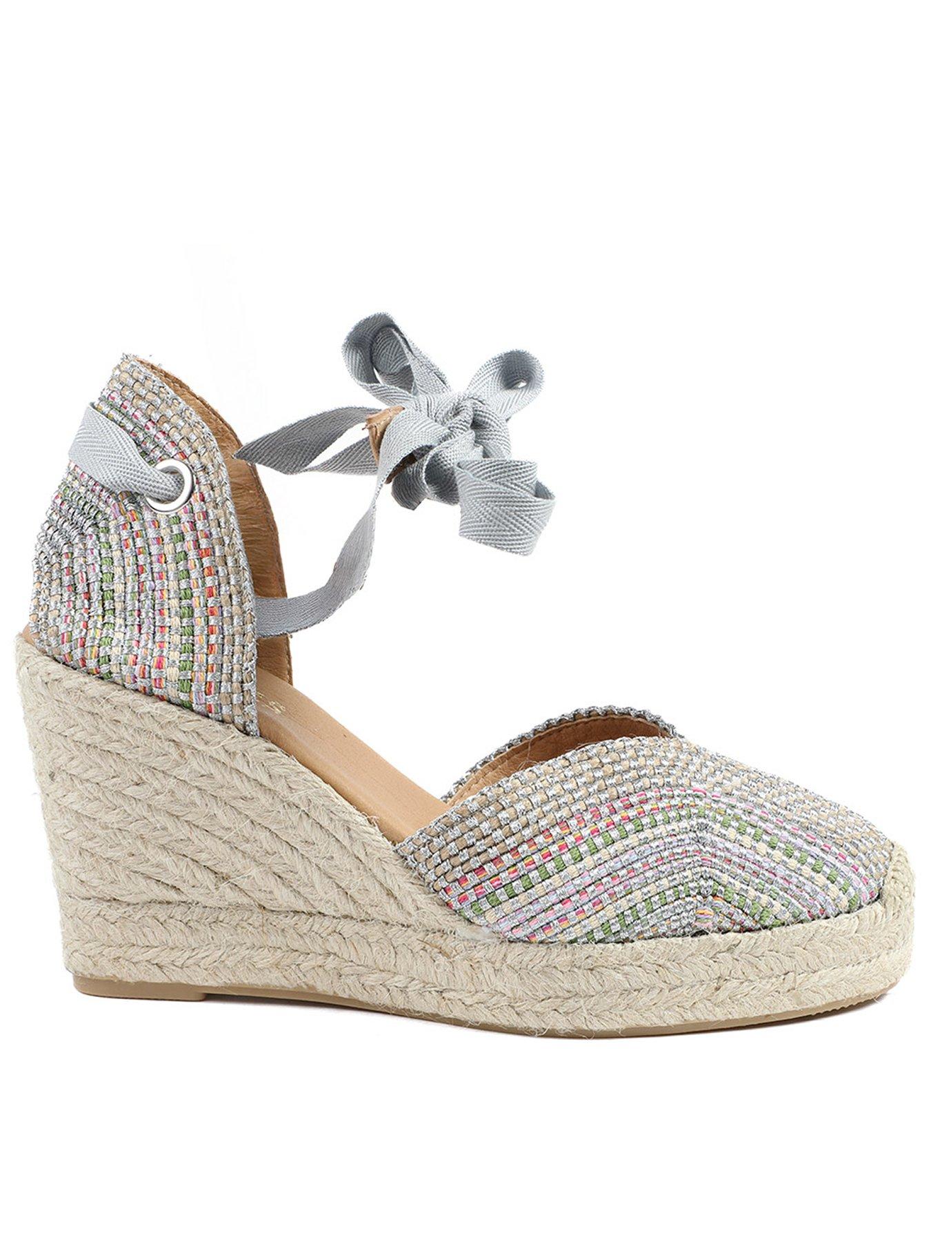 Image 1 of 6 of Jones Bootmaker Alyssa Closed Toe Wrap Around Wedge - Blue Multi