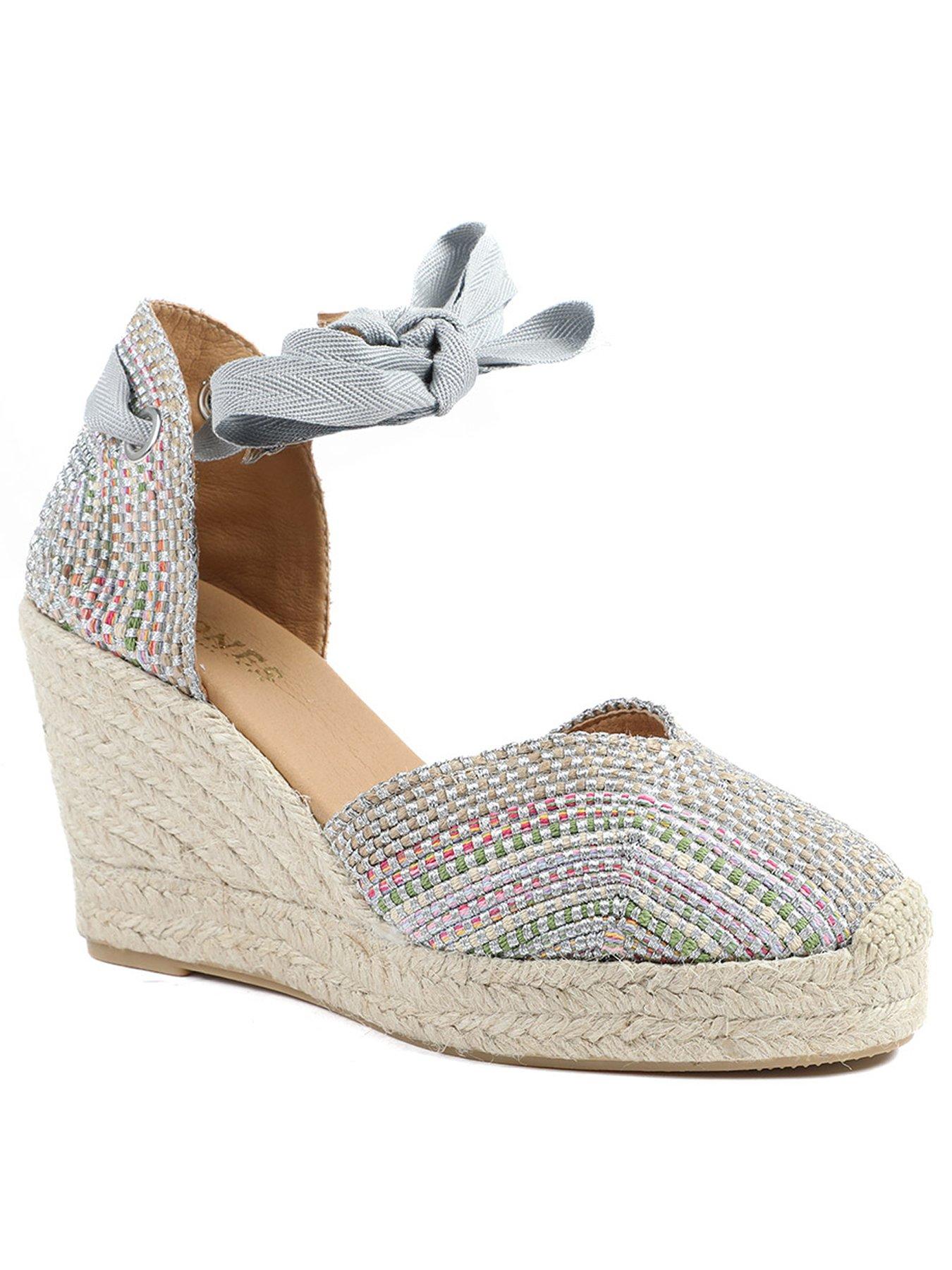 Image 2 of 6 of Jones Bootmaker Alyssa Closed Toe Wrap Around Wedge - Blue Multi