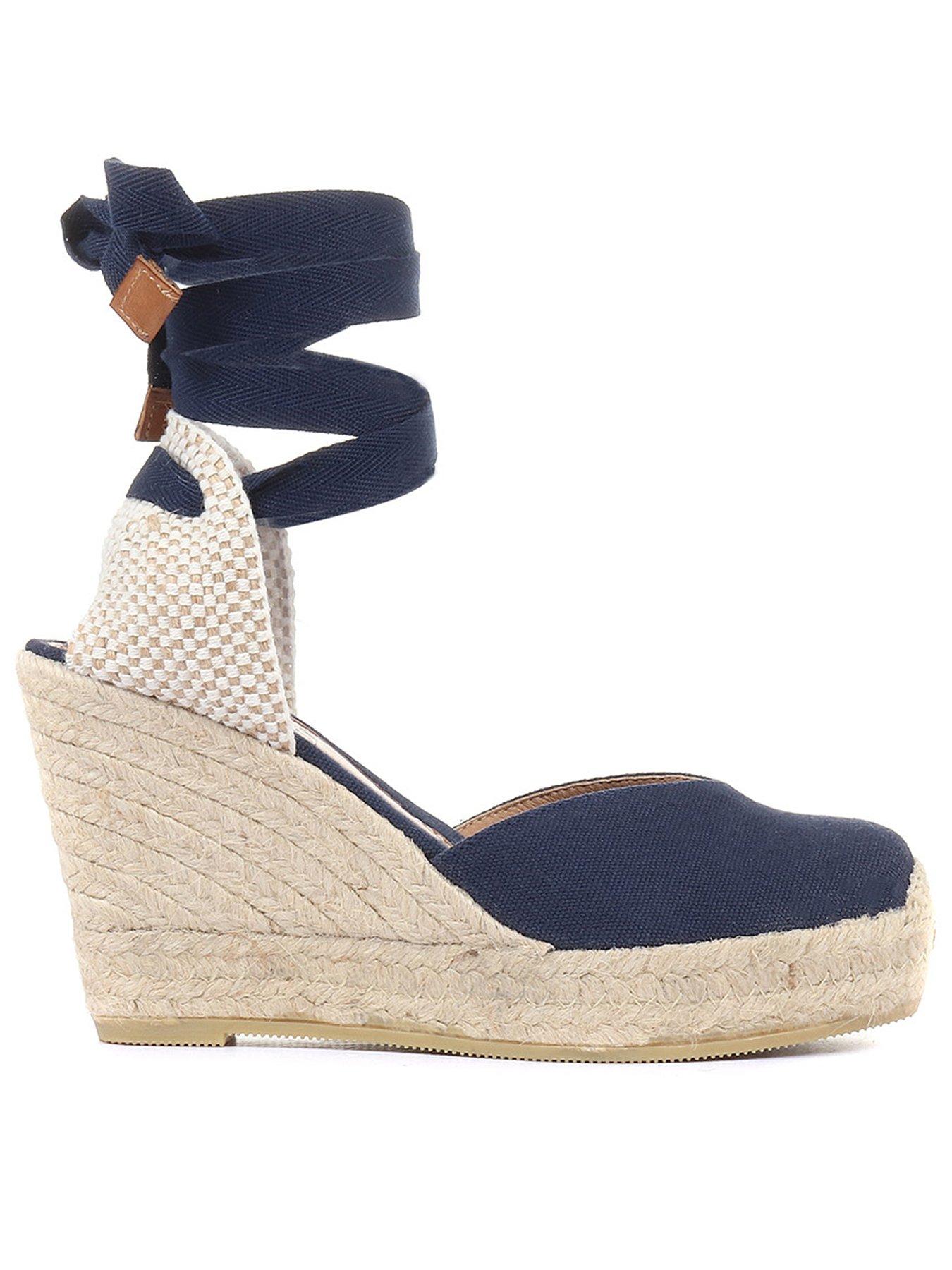 Jones Bootmaker Alyssa Closed Toe Wrap Around Wedge - Navy