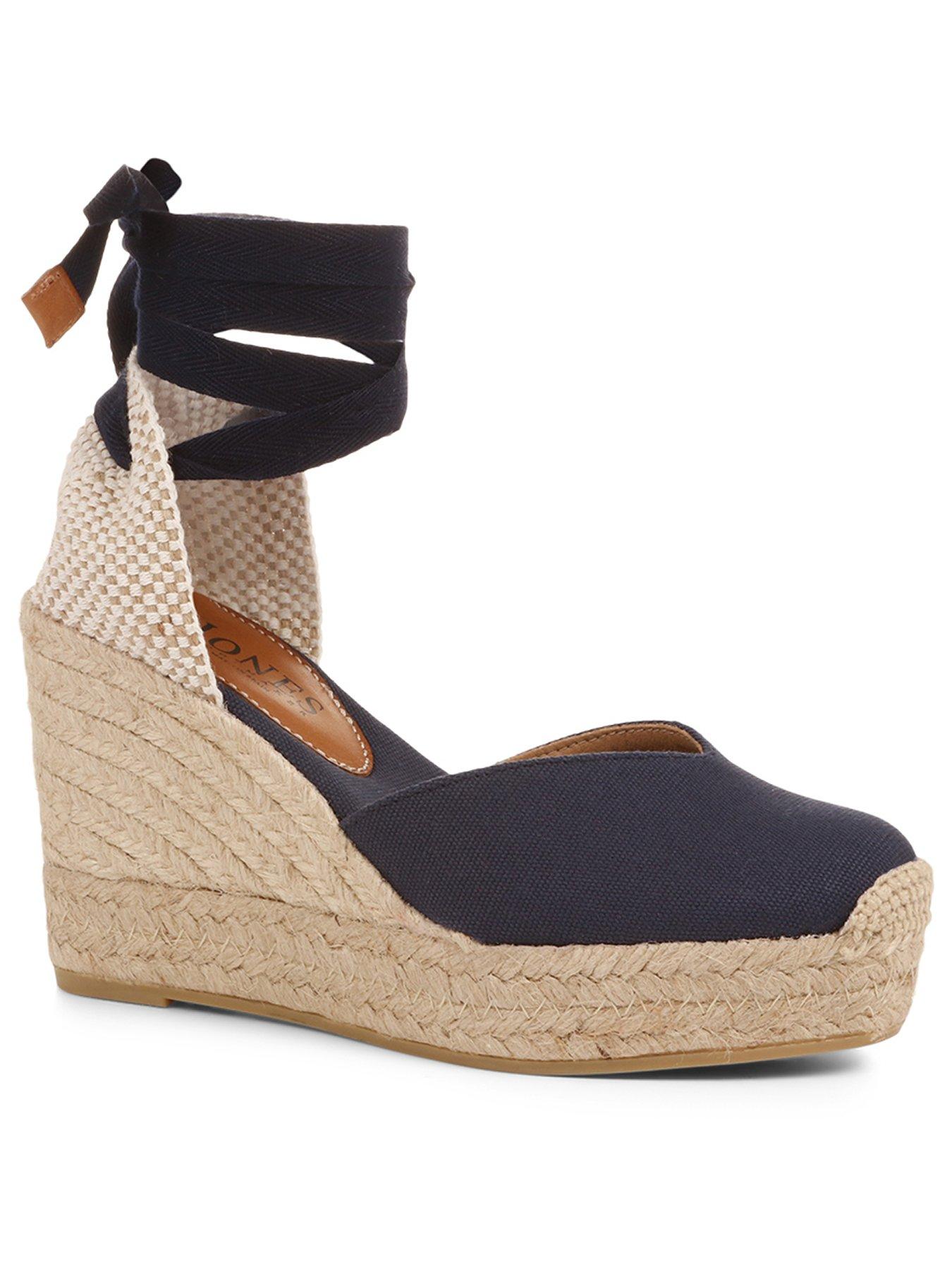 Image 2 of 6 of Jones Bootmaker Alyssa Closed Toe Wrap Around Wedge - Navy