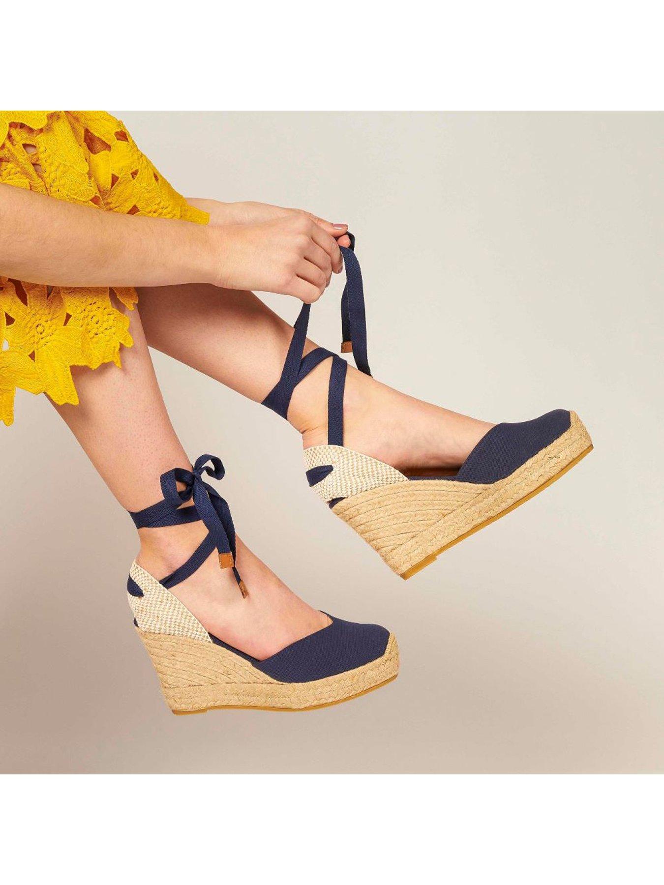 Image 6 of 6 of Jones Bootmaker Alyssa Closed Toe Wrap Around Wedge - Navy