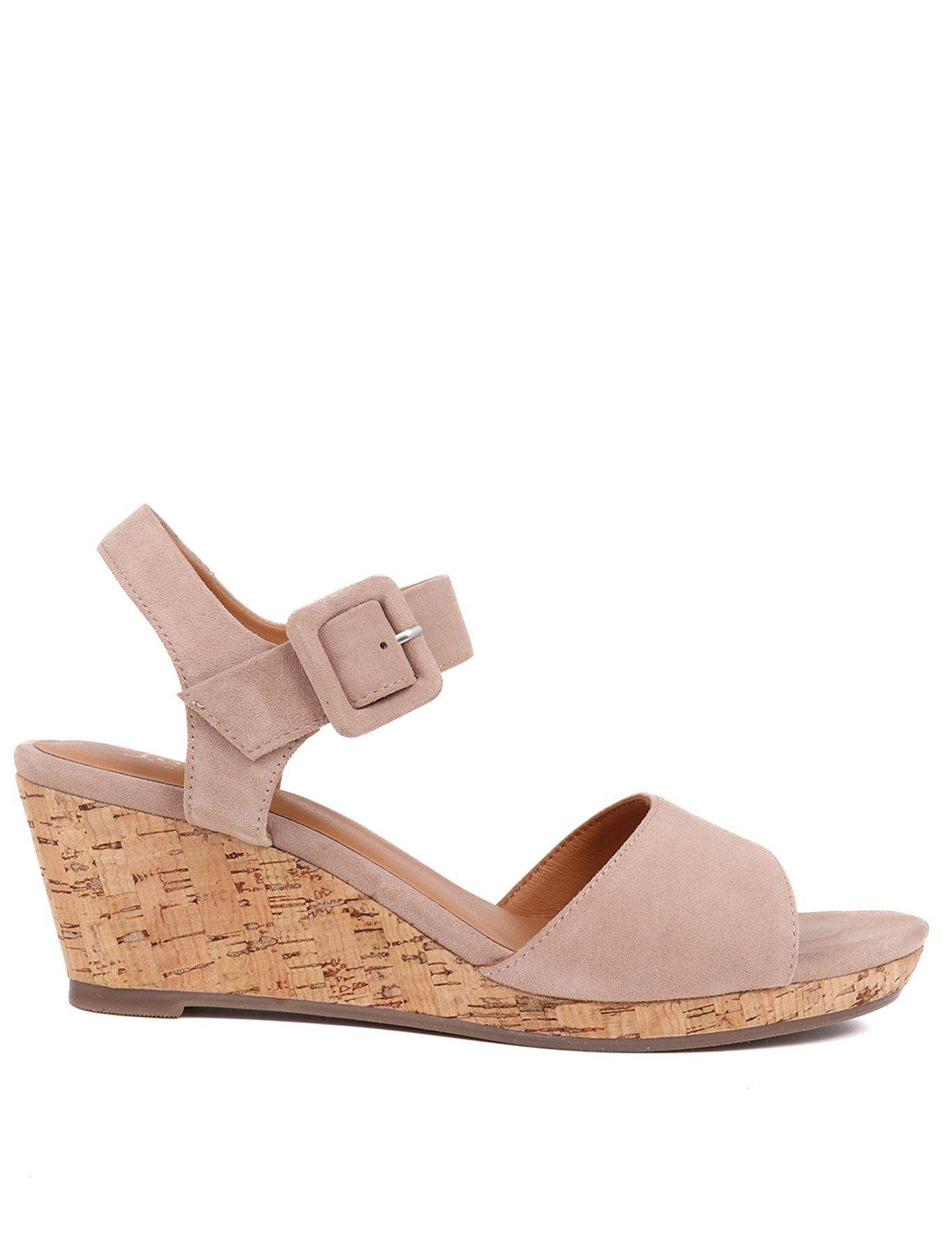 Jones Bootmaker Grazina Buckle Wedge Sandal - Beige