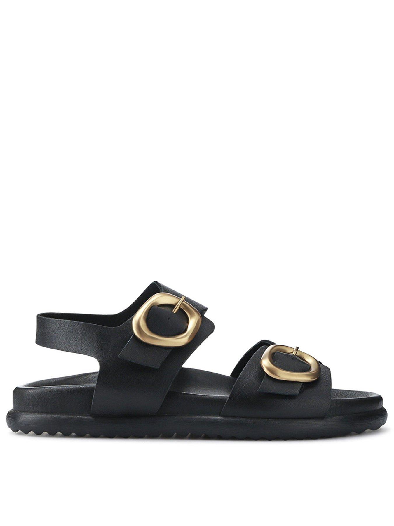 Jones Bootmaker Juneau Buckle Ankle Strap Sandal - Black