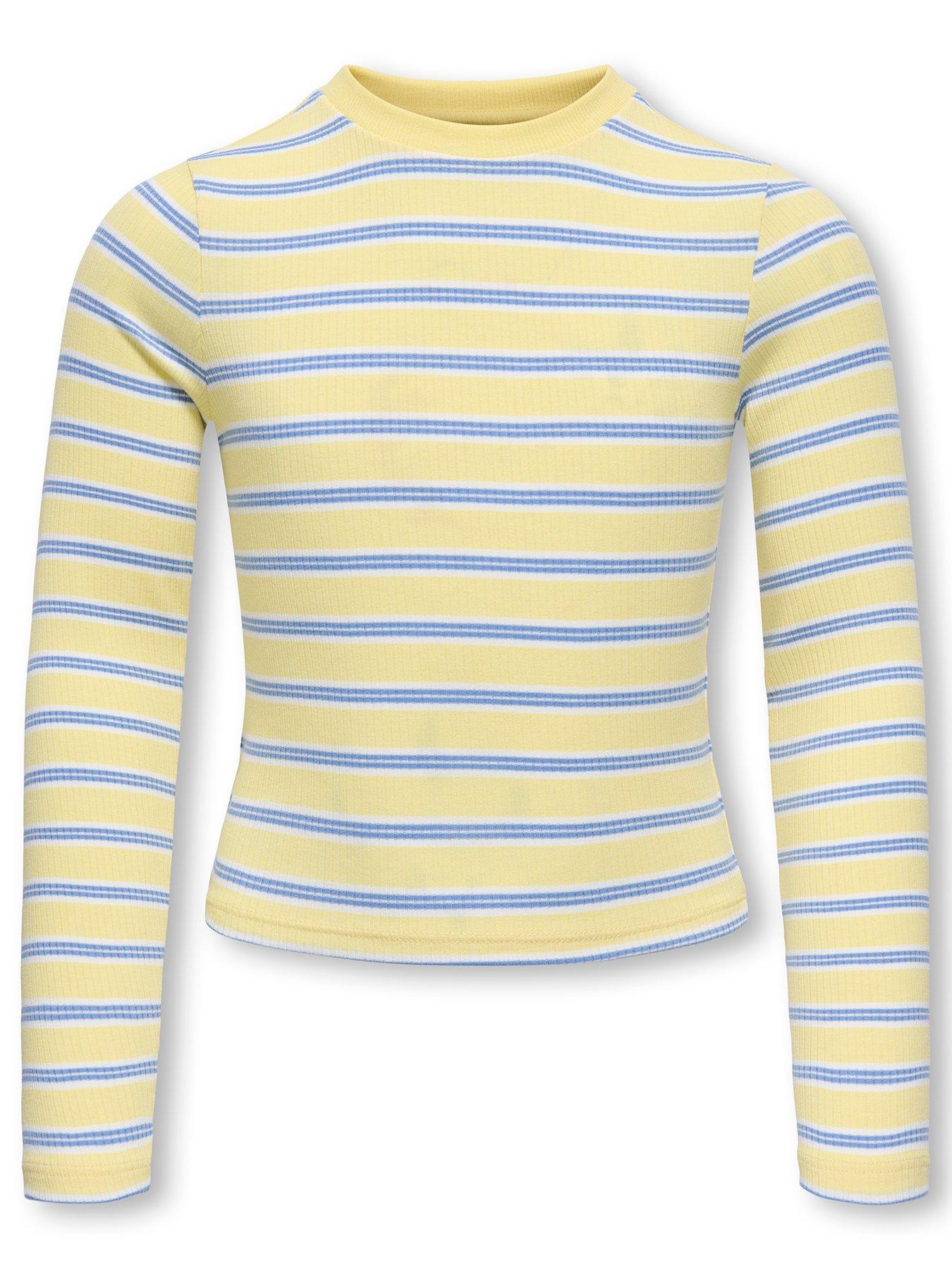 Only Kids Girls Stripe Rib Long Sleeve Tshirt - Yellow