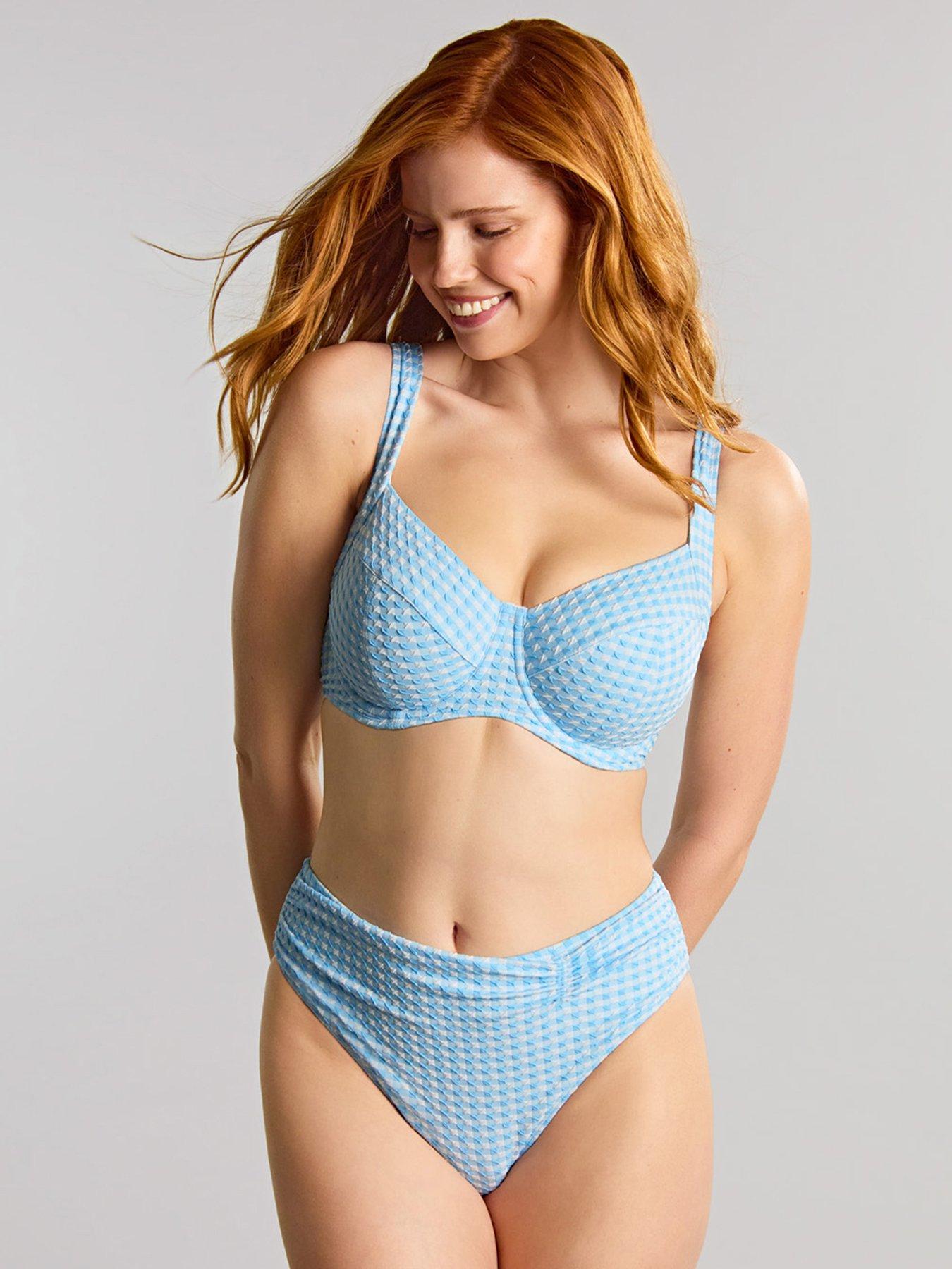 Image 3 of 5 of Panache Gingham Olivia Sky Blue Full Cup Underwired Bikini Top - Sky Blue Gingham