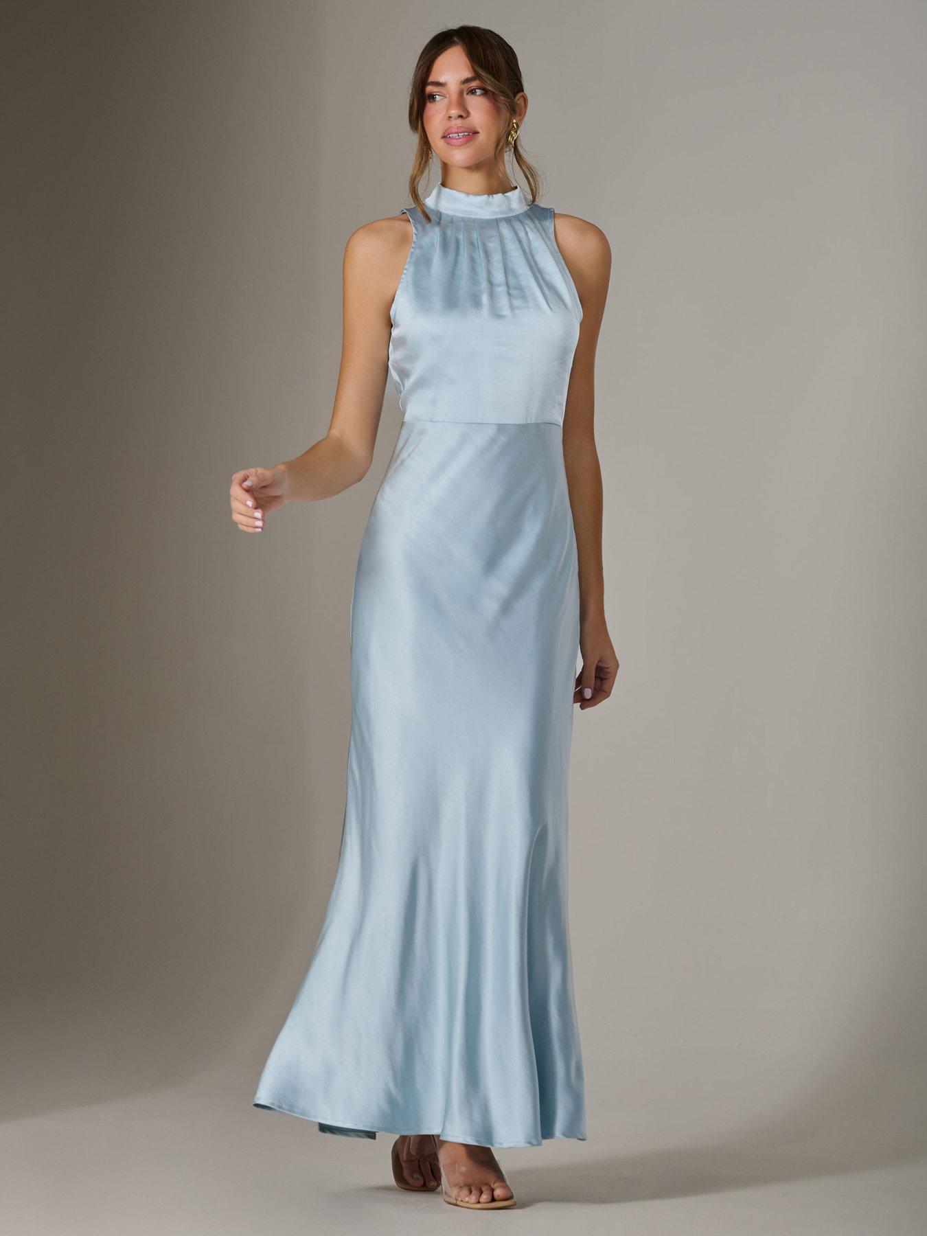 Image 3 of 7 of Jolie Moi Halter Neck Maxi Dress - Blue