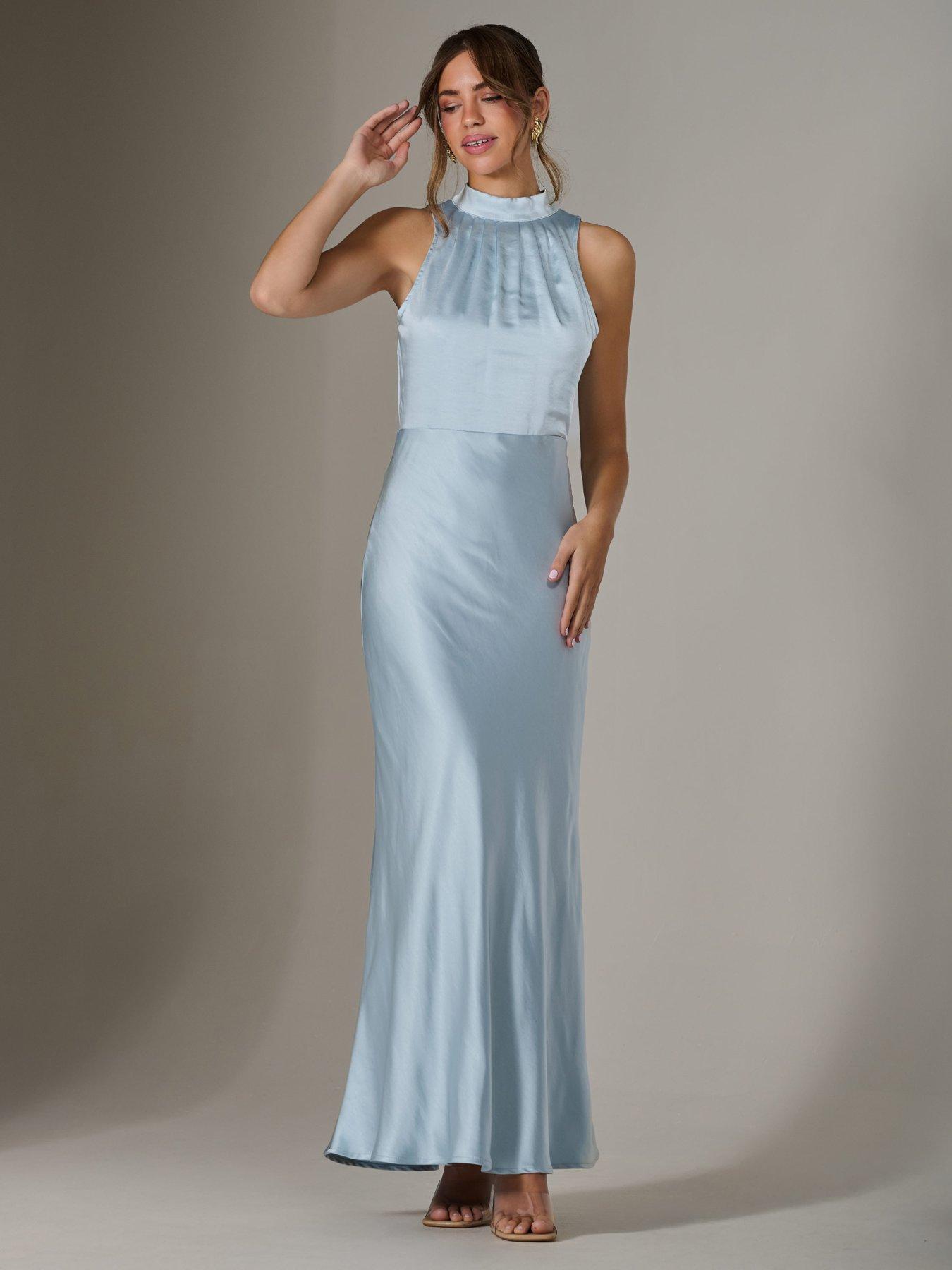 Image 6 of 7 of Jolie Moi Halter Neck Maxi Dress - Blue