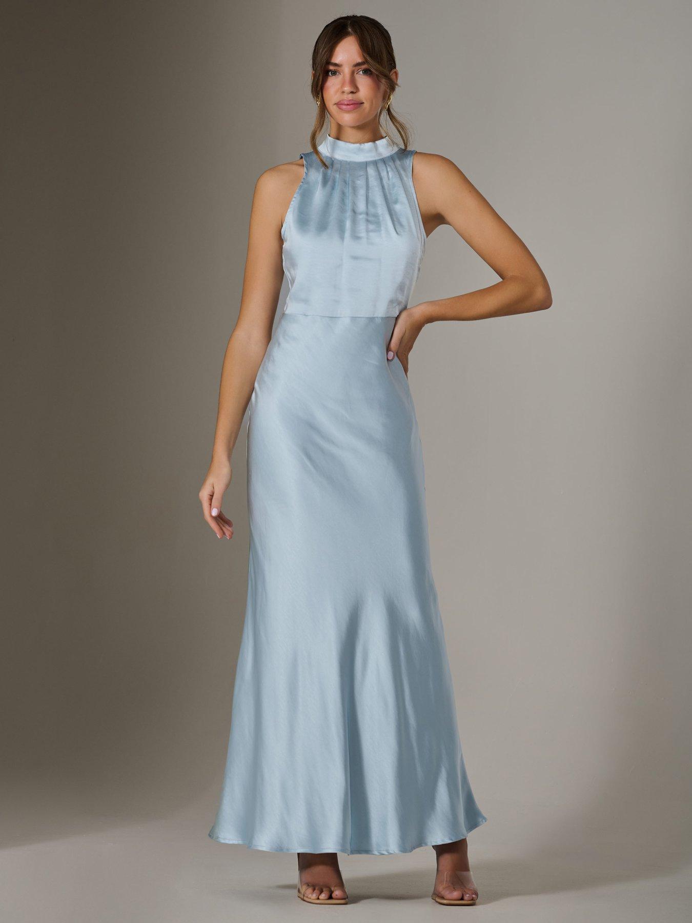 Image 7 of 7 of Jolie Moi Halter Neck Maxi Dress - Blue