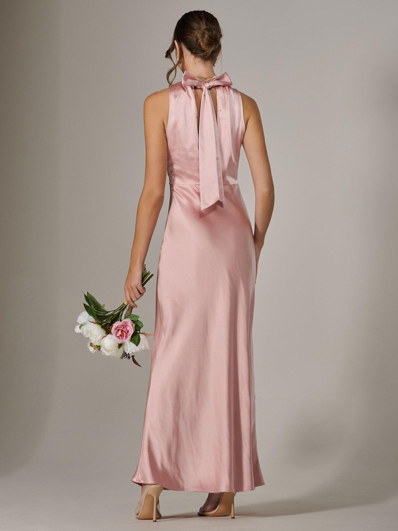 Image 2 of 7 of Jolie Moi Halter Neck Maxi Dress - Pink