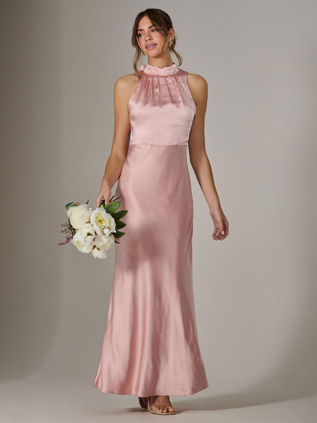 Image 3 of 7 of Jolie Moi Halter Neck Maxi Dress - Pink